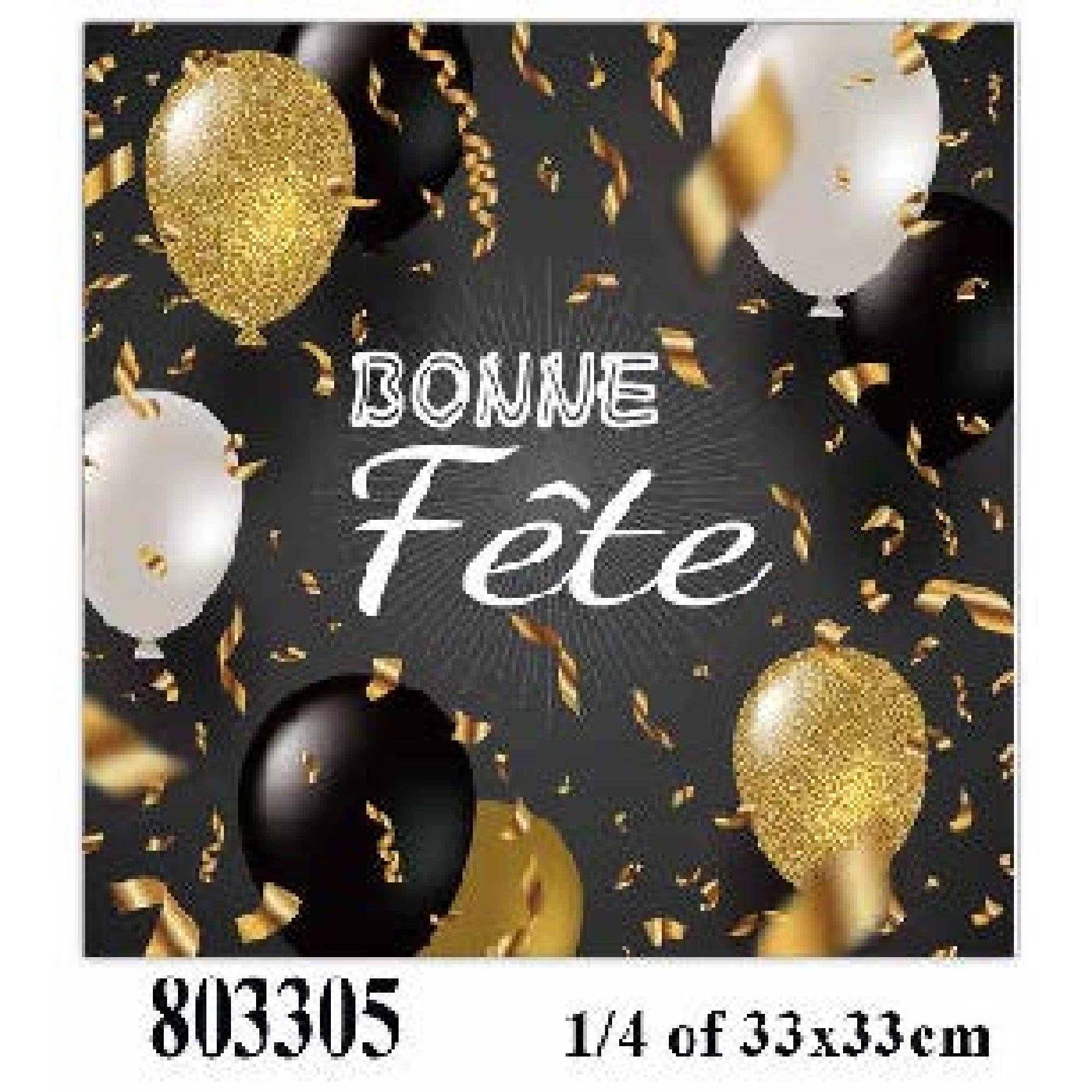 20-Pack 3-Ply Bonne Fête Gold Balloons Luncheon Napkins - Set of 6