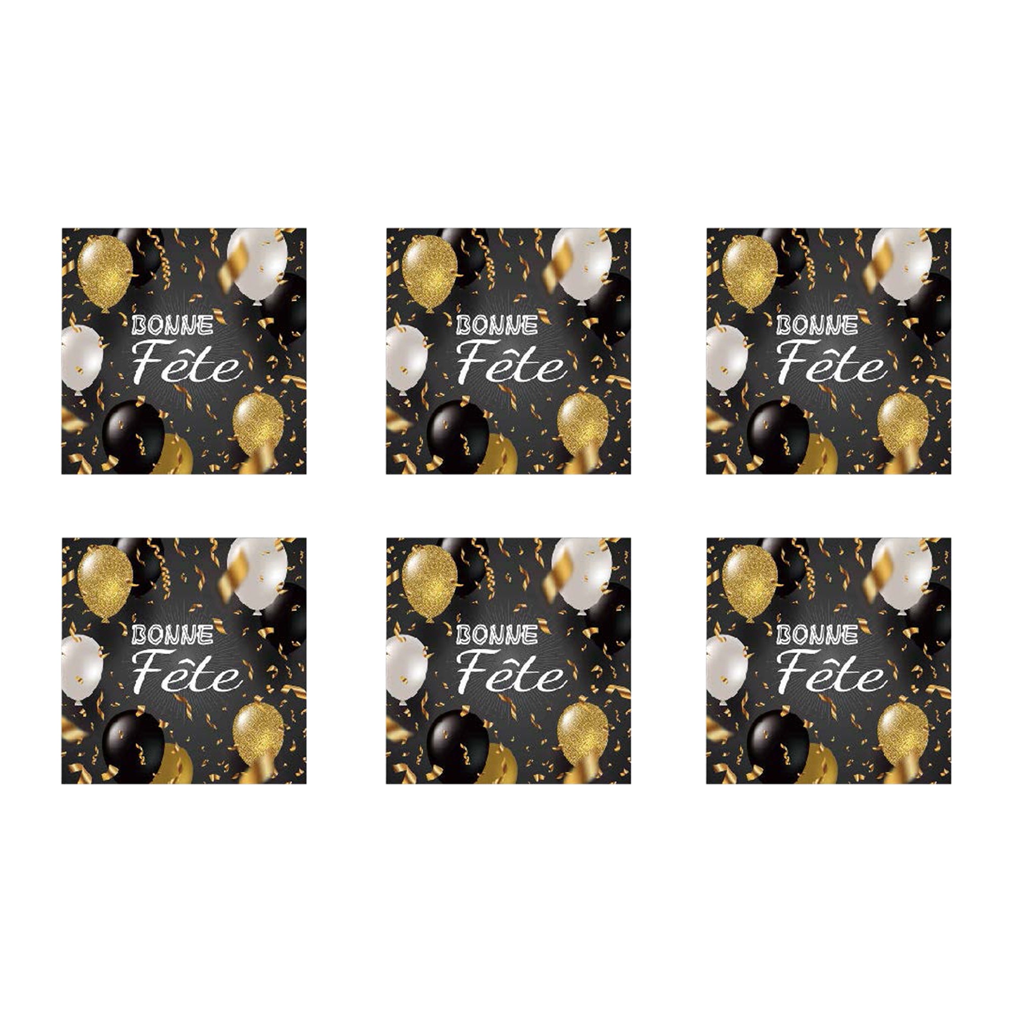 20-Pack 3-Ply Bonne Fête Gold Balloons Luncheon Napkins - Set of 6
