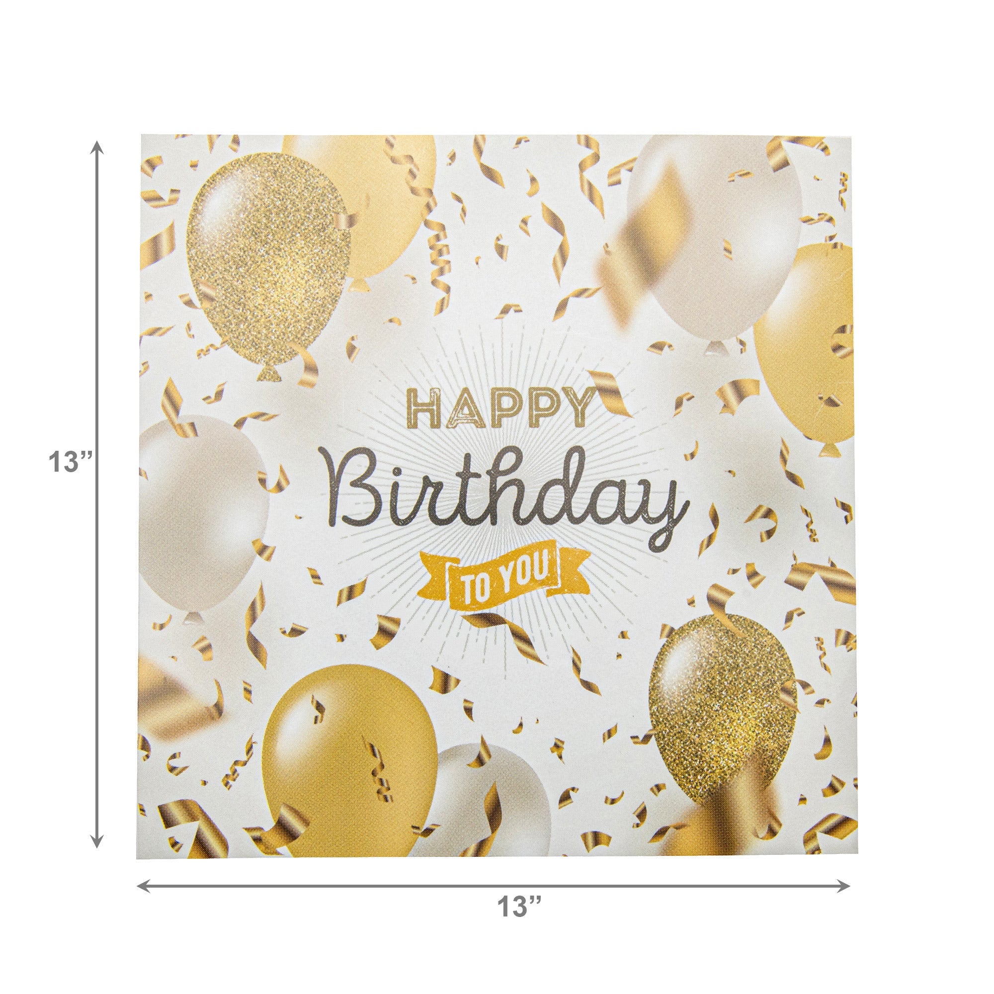 20-Pack 3-Ply Happy Birthday Gold Balloons Luncheon Napkins - Set of 6