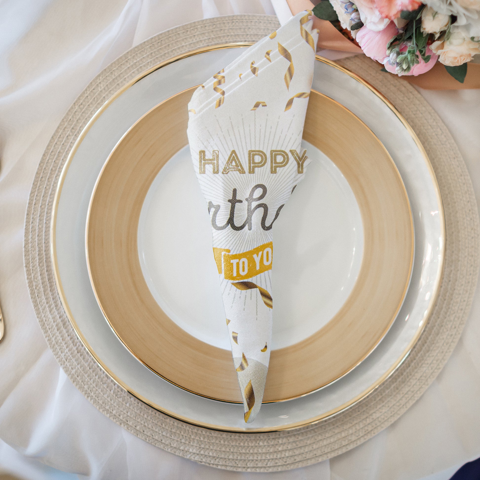 20-Pack 3-Ply Happy Birthday Gold Balloons Luncheon Napkins - Set of 6