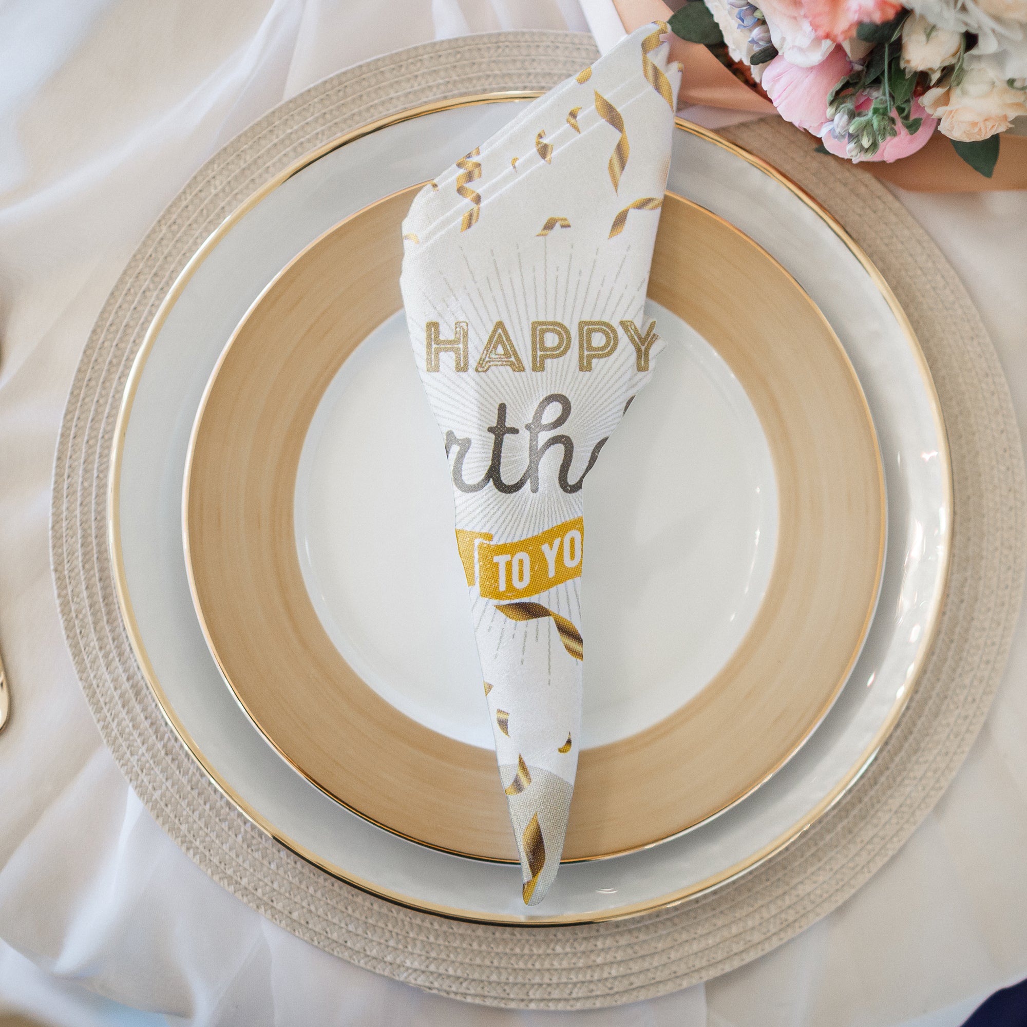 20-Pack 3-Ply Happy Birthday Gold Balloons Luncheon Napkins - Set of 6