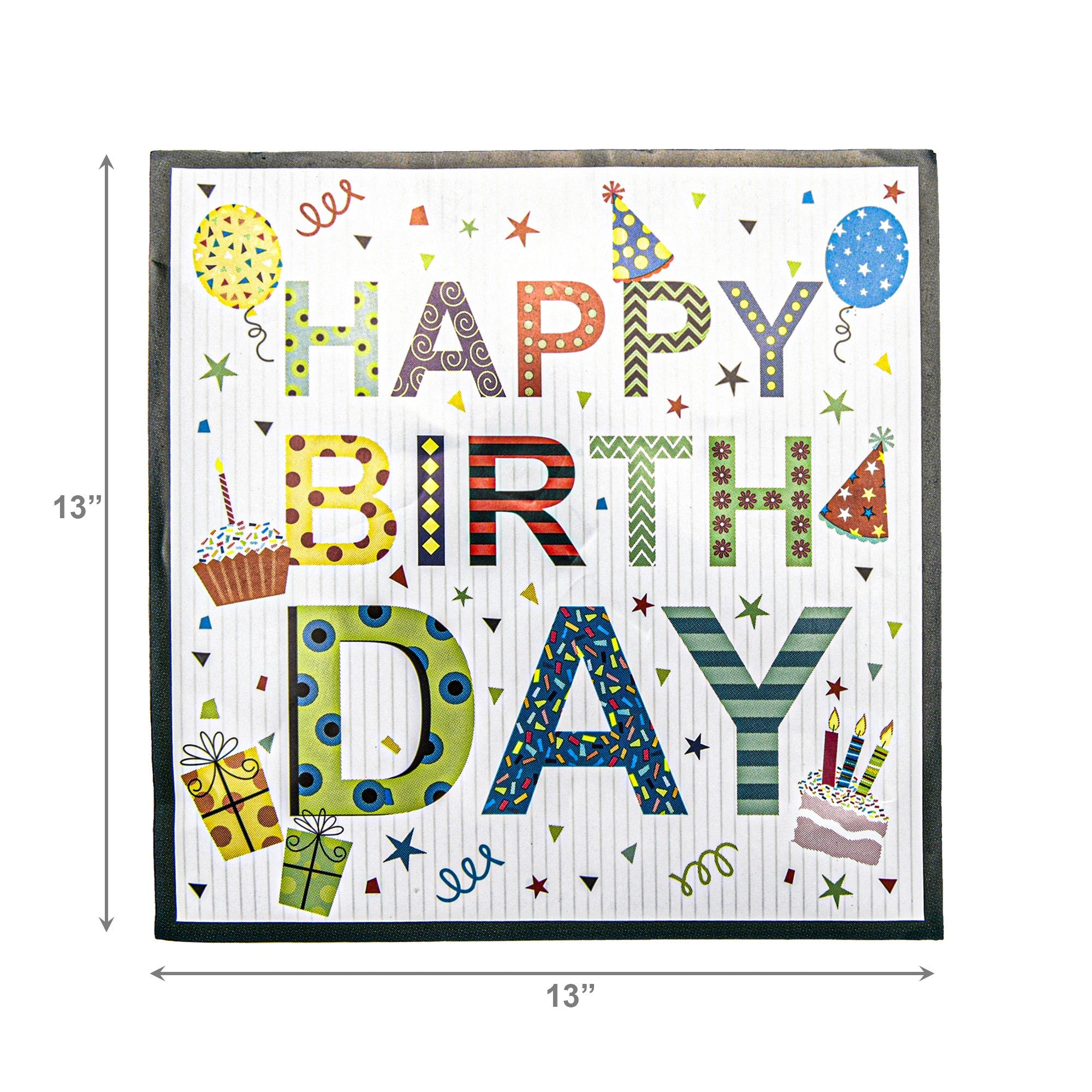 20-Pack 3-Ply Happy Birthday Party Luncheon Napkins - Set of 6