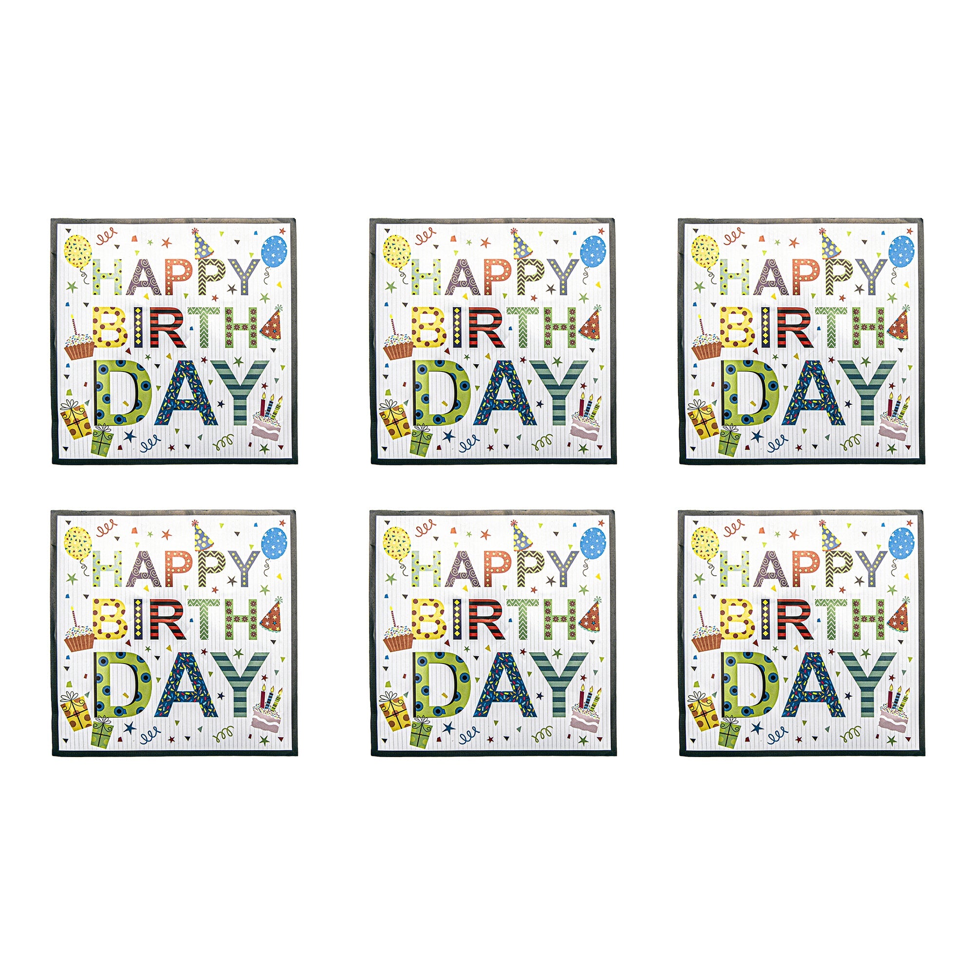 20-Pack 3-Ply Happy Birthday Party Luncheon Napkins - Set of 6