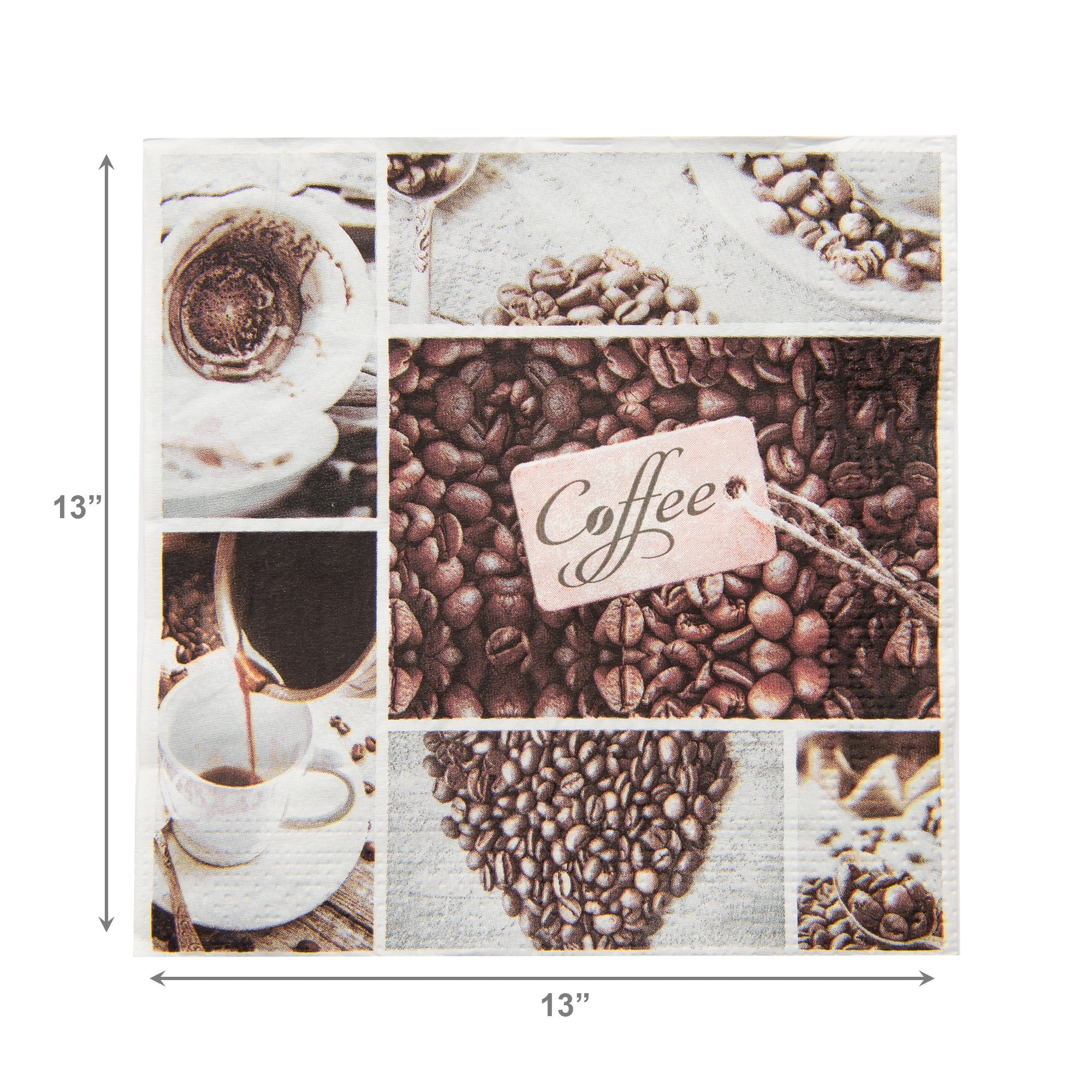 20-Pack 3-Ply Luncheon Napkins with Coffee Beans Design - Set of 6