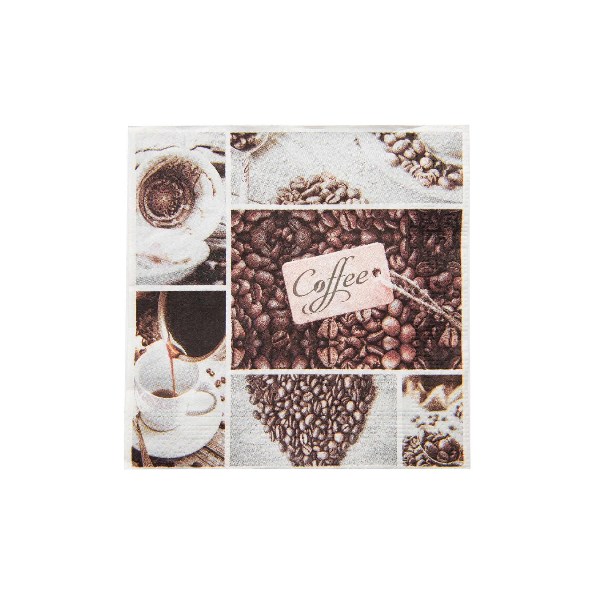 20-Pack 3-Ply Luncheon Napkins with Coffee Beans Design - Set of 6