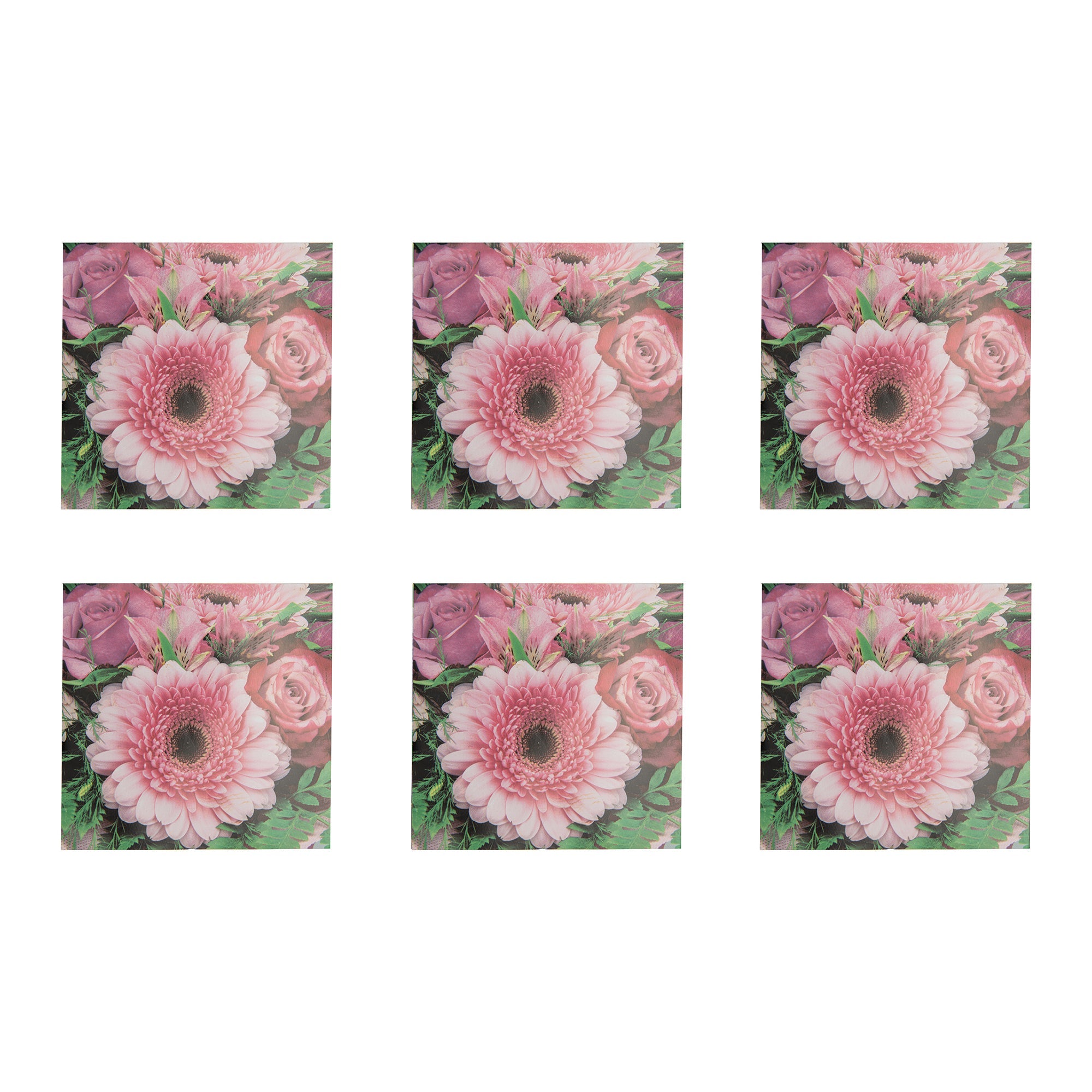 20-Pack 3-Ply Luncheon Napkins with Pink Gerbera Design - Set of 6