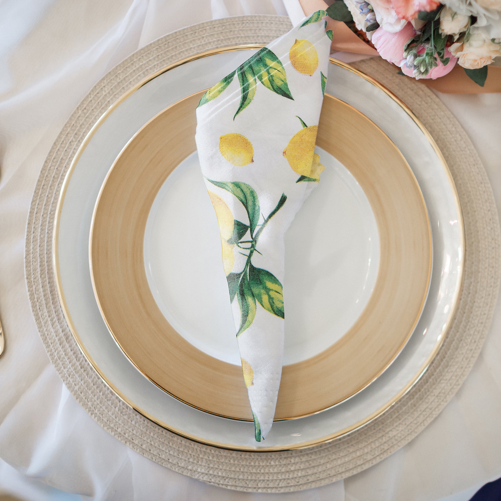 20-Pack 3-Ply Luncheon Napkins Featuring Lemon Design - Set of 6