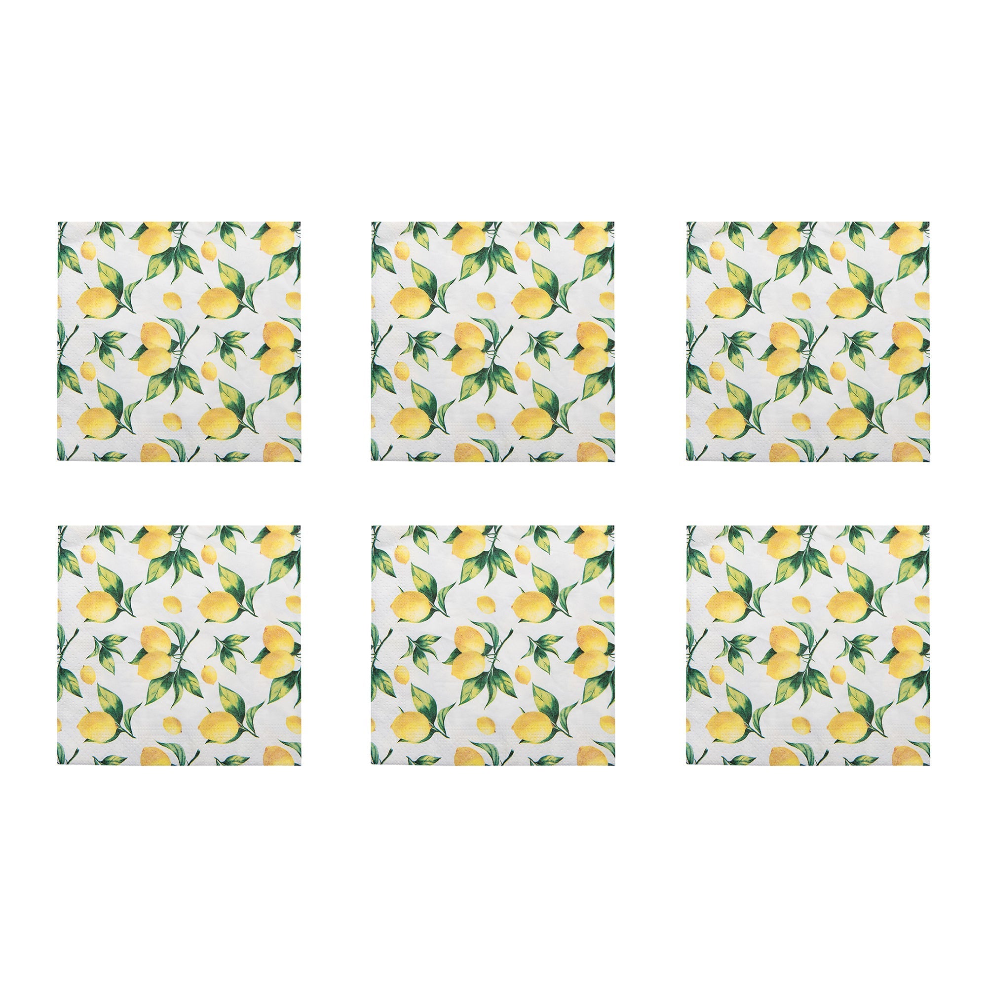 20-Pack 3-Ply Luncheon Napkins Featuring Lemon Design - Set of 6