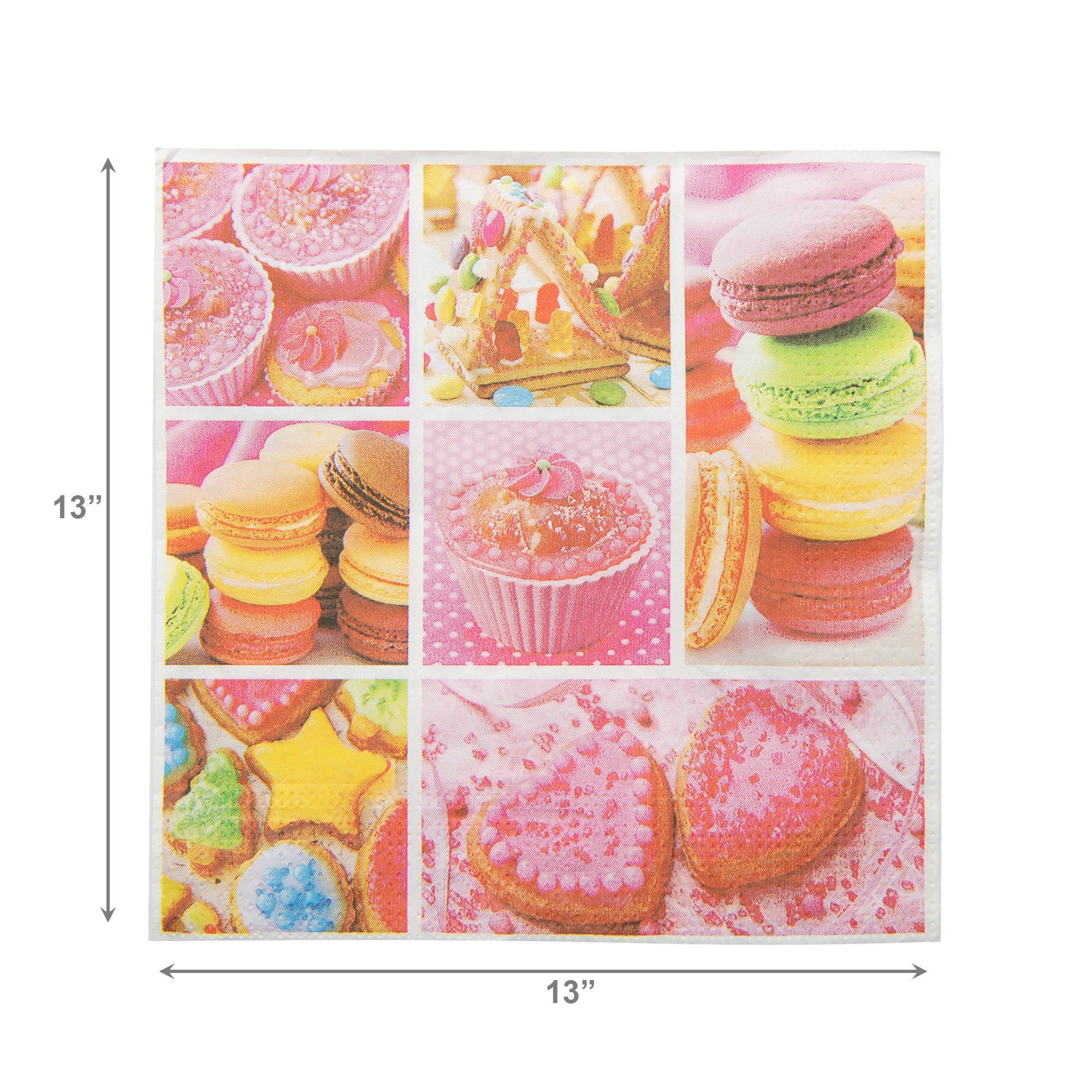 20-Pack 3-Ply Luncheon Napkins Featuring Dessert Designs - Set of 6