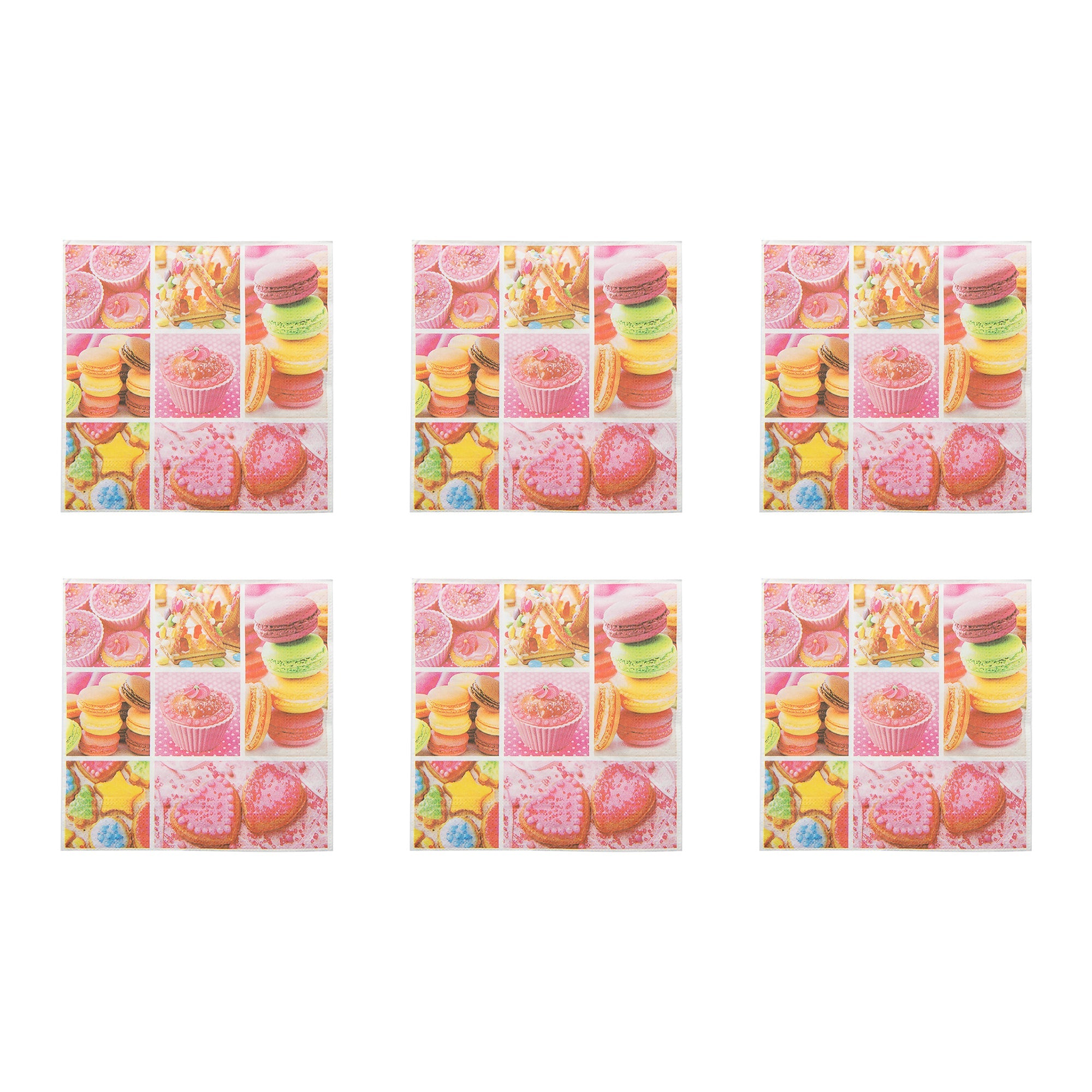 20-Pack 3-Ply Luncheon Napkins Featuring Dessert Designs - Set of 6