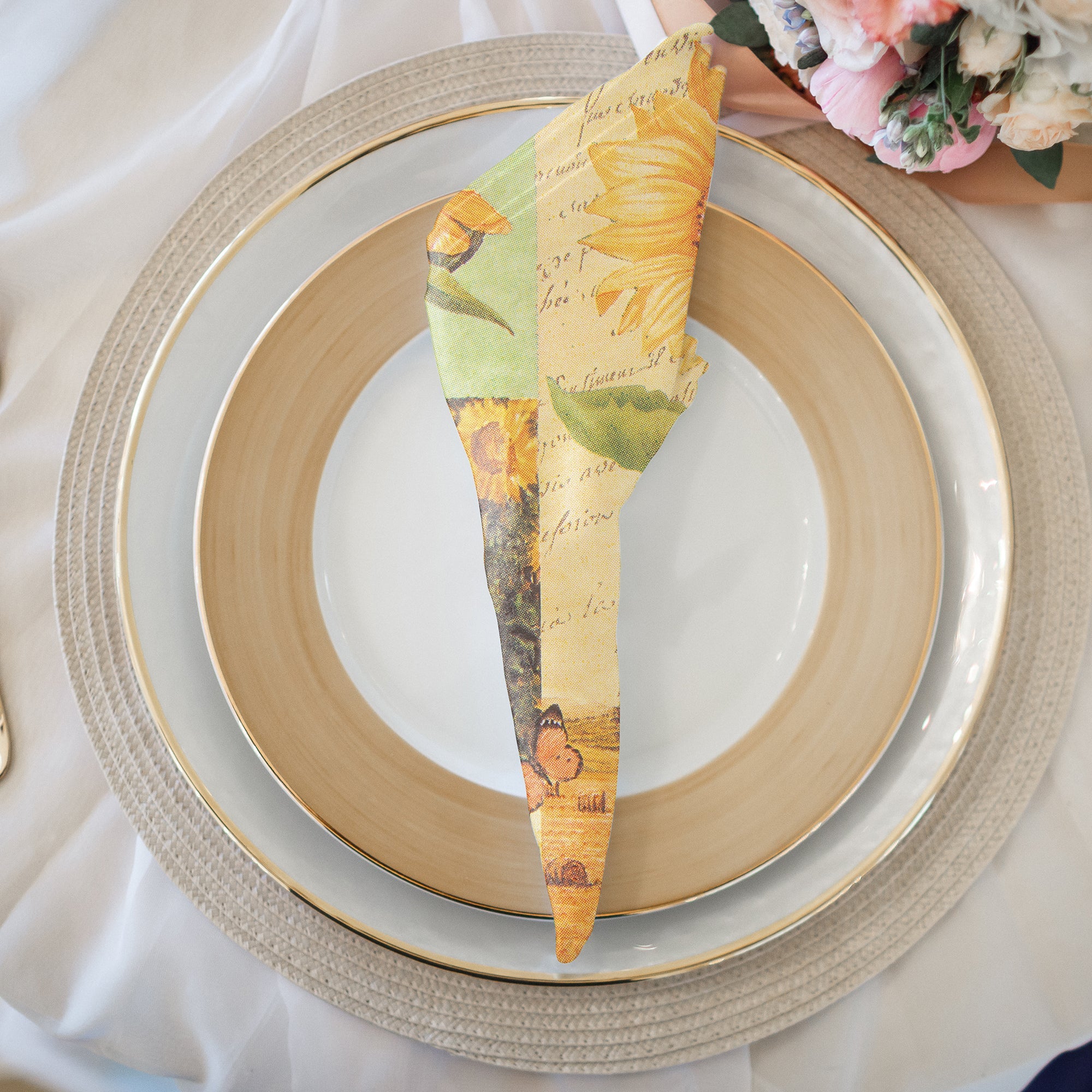 20-Pack 3-Ply Luncheon Napkins with Yellow Sunflower Design - Set of 6
