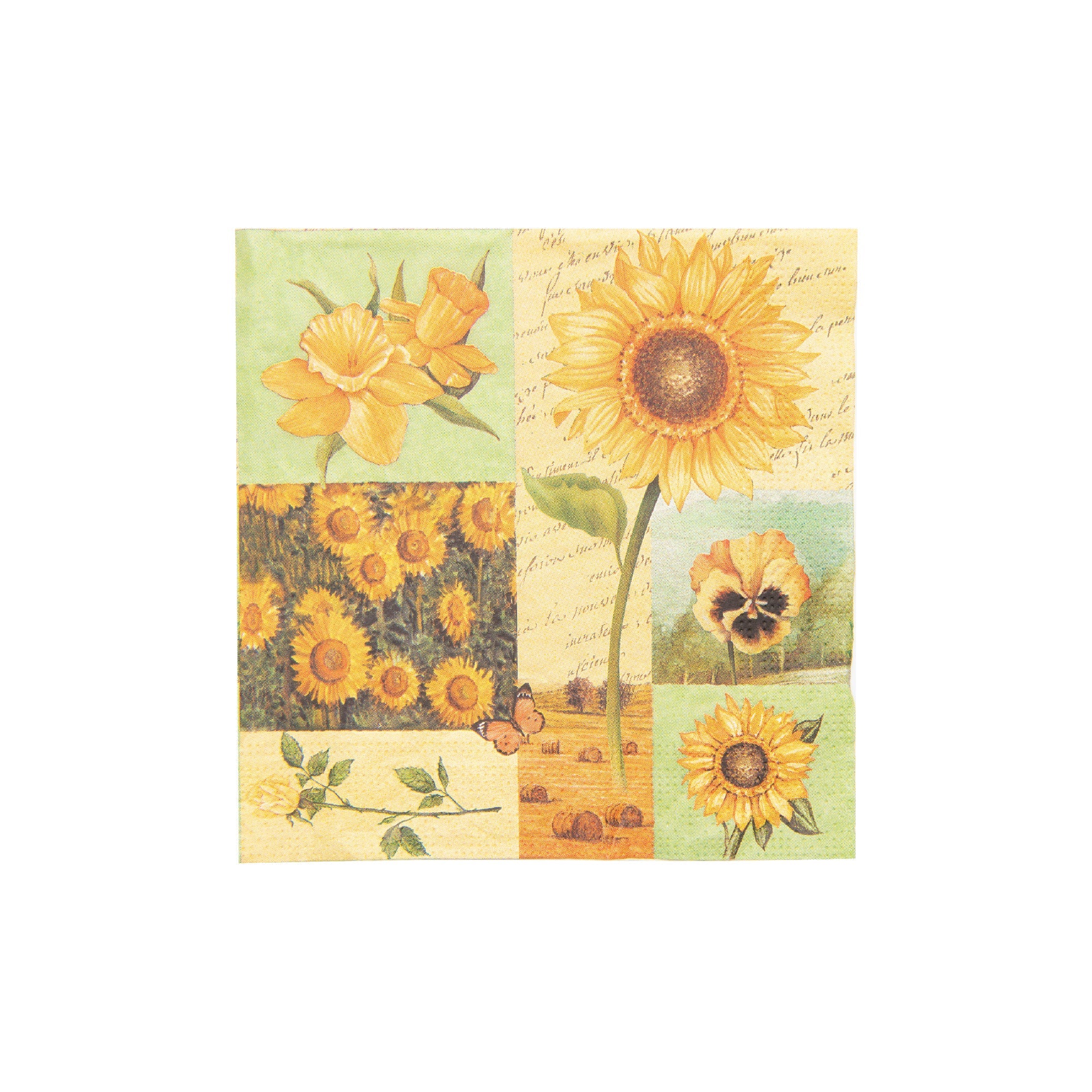 20-Pack 3-Ply Luncheon Napkins with Yellow Sunflower Design - Set of 6