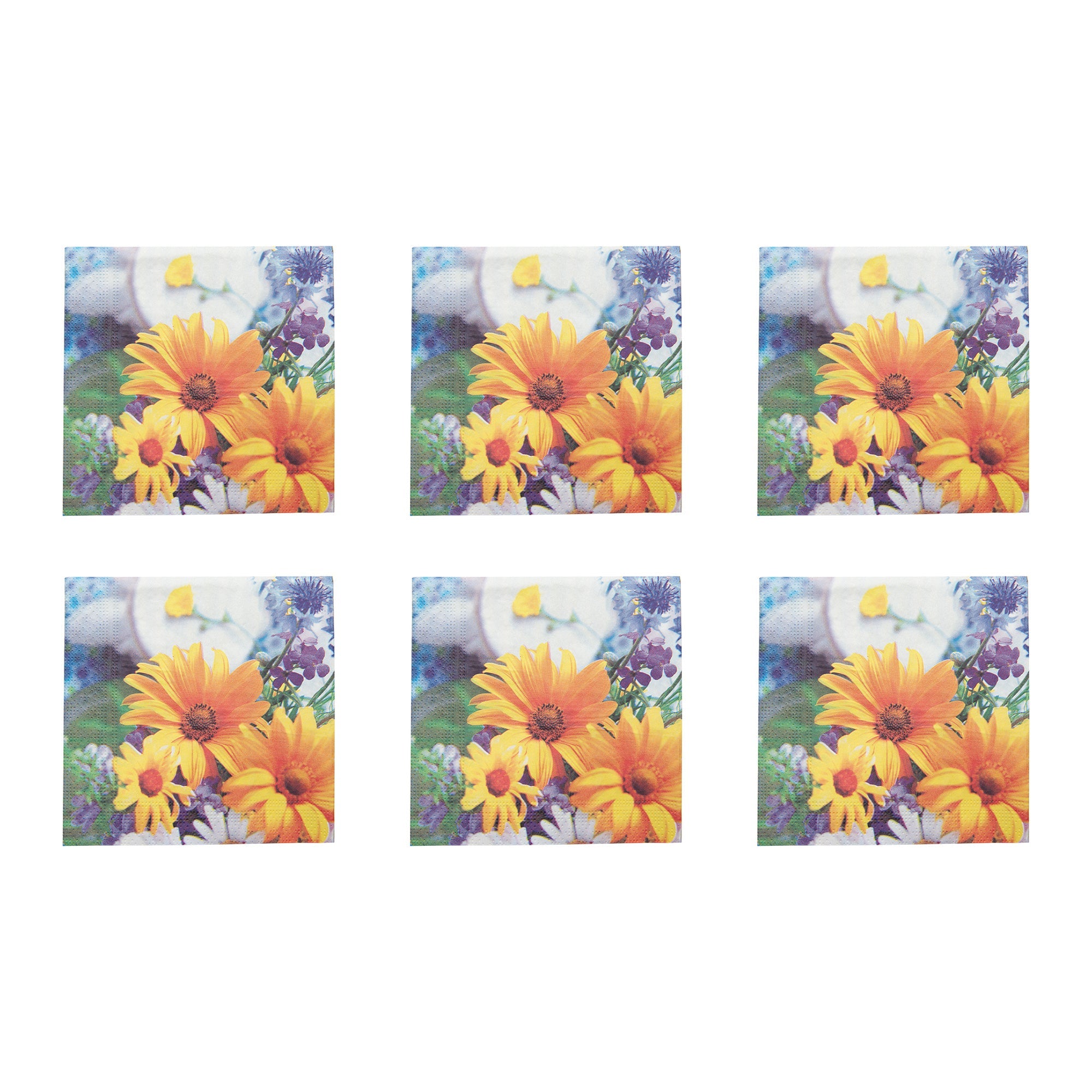 20-Pack 3-Ply Luncheon Napkins Featuring Yellow Daisies - Set of 6