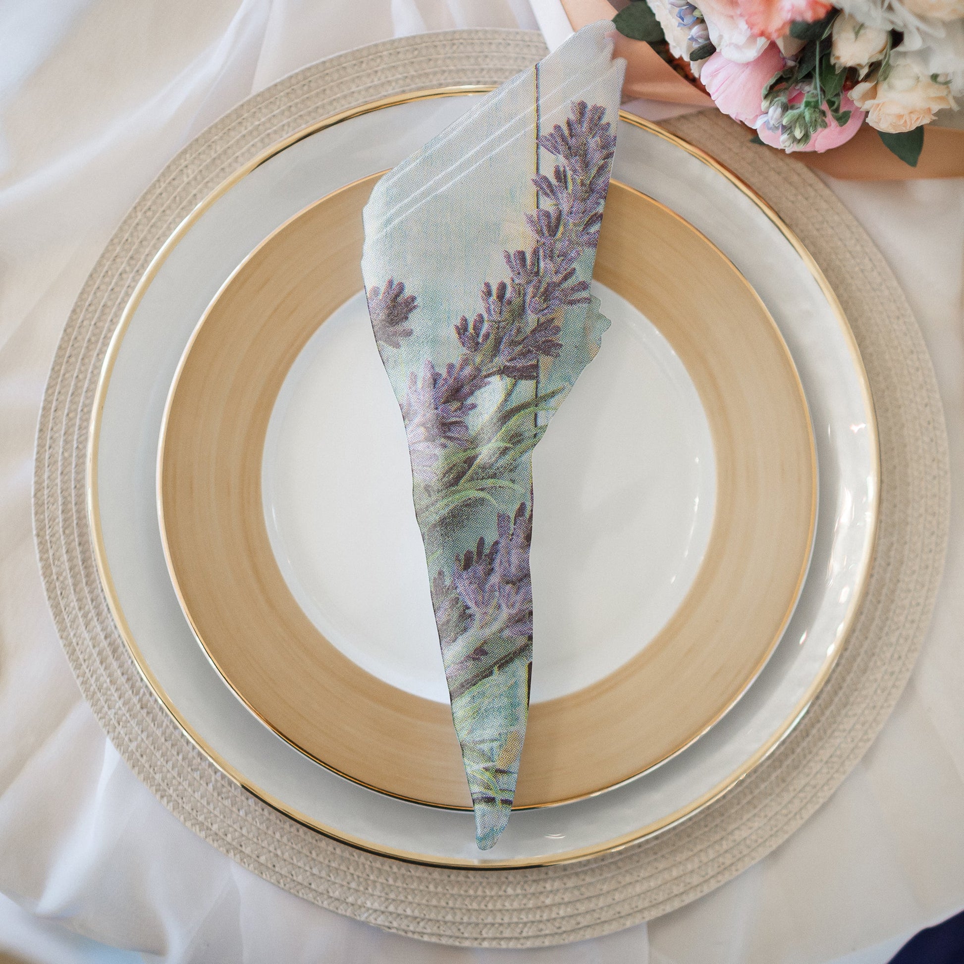 20-Pack 3-Ply Luncheon Napkins with Lavender on Plank Design - Set of 6