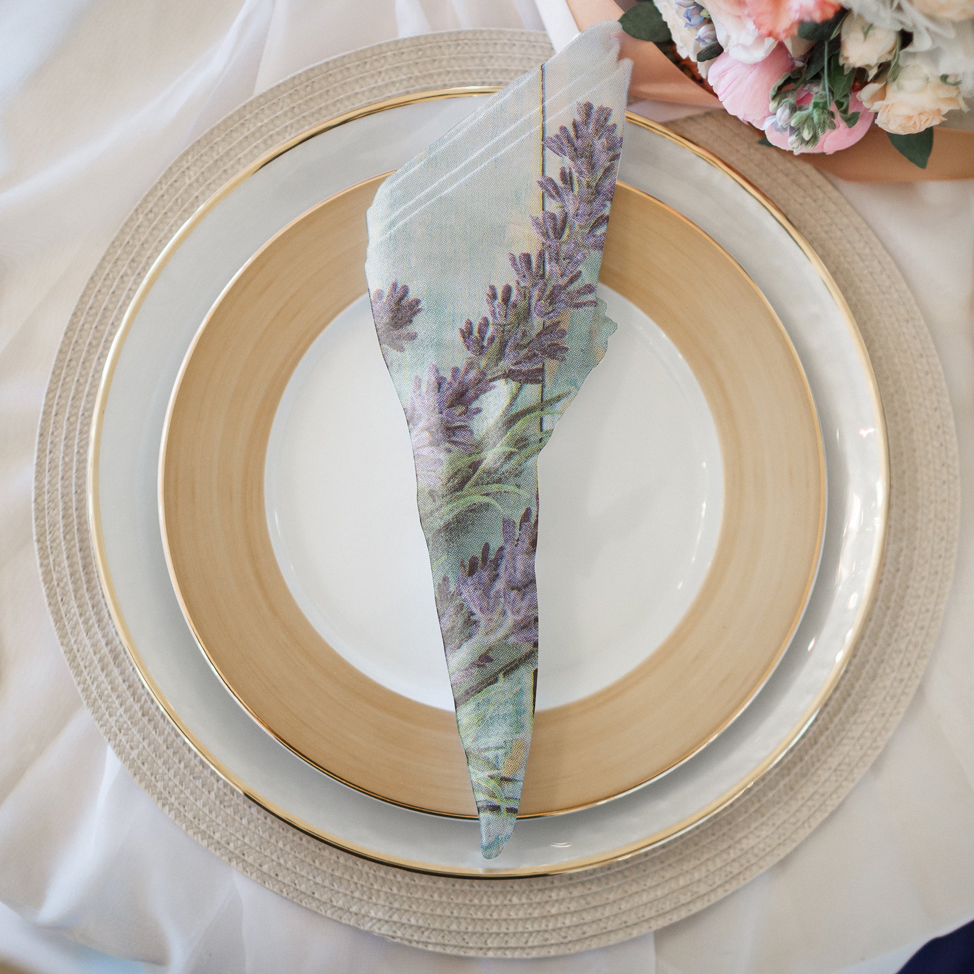 20-Pack 3-Ply Luncheon Napkins with Lavender on Plank Design - Set of 6