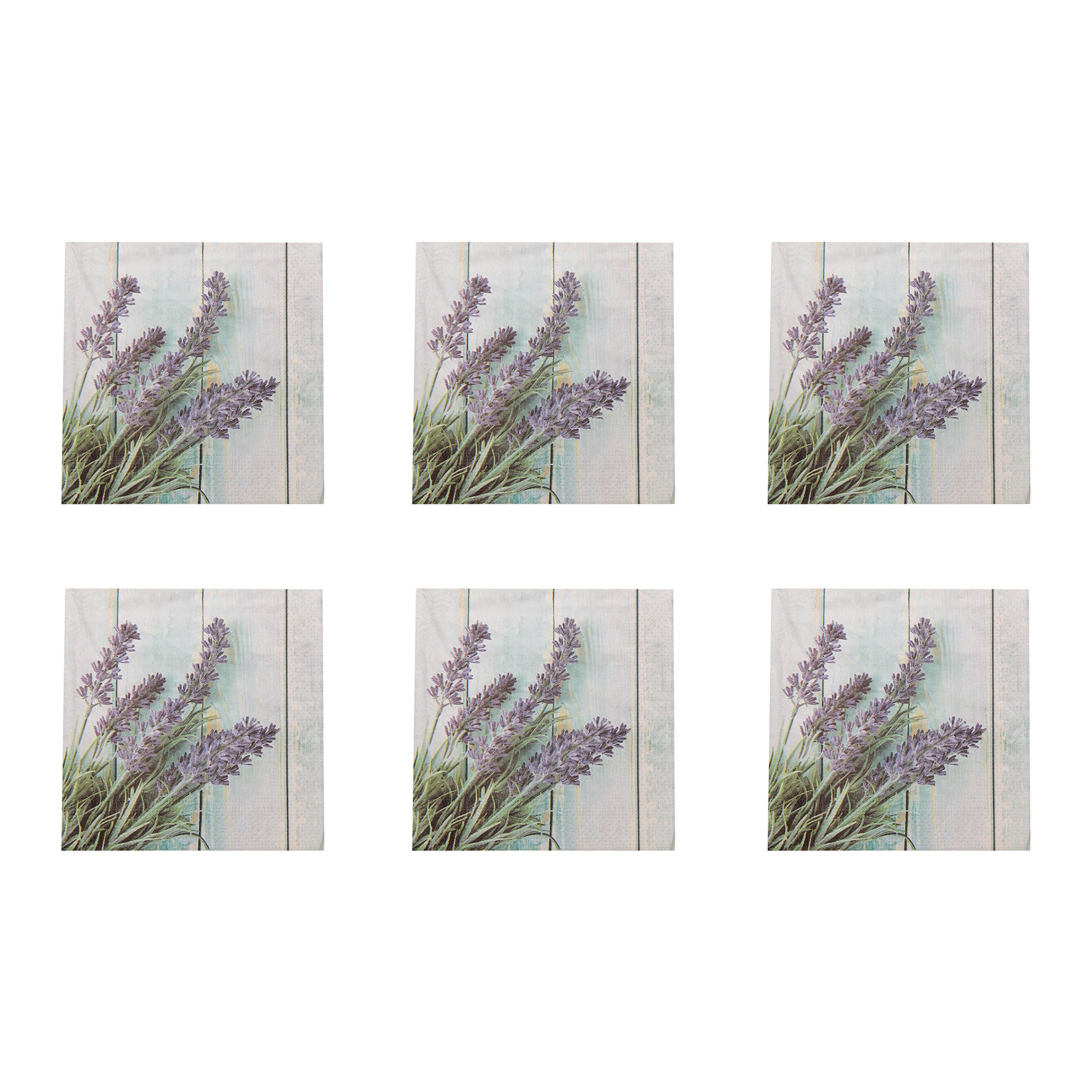20-Pack 3-Ply Luncheon Napkins with Lavender on Plank Design - Set of 6