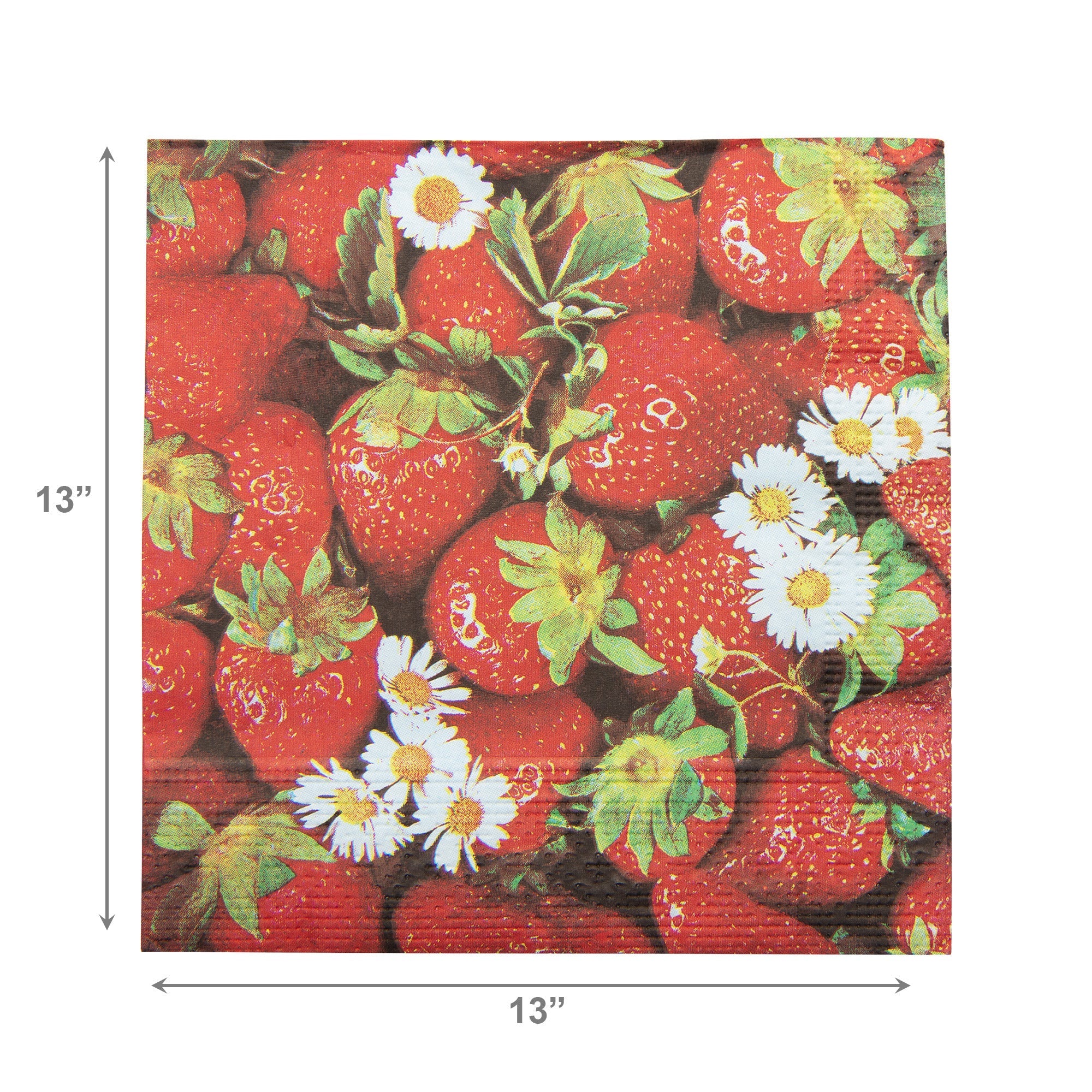 20-Pack 3-Ply Luncheon Napkins Featuring Strawberries & Daisies - Set of 6
