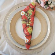 20-Pack 3-Ply Luncheon Napkins Featuring Strawberries & Daisies - Set of 6