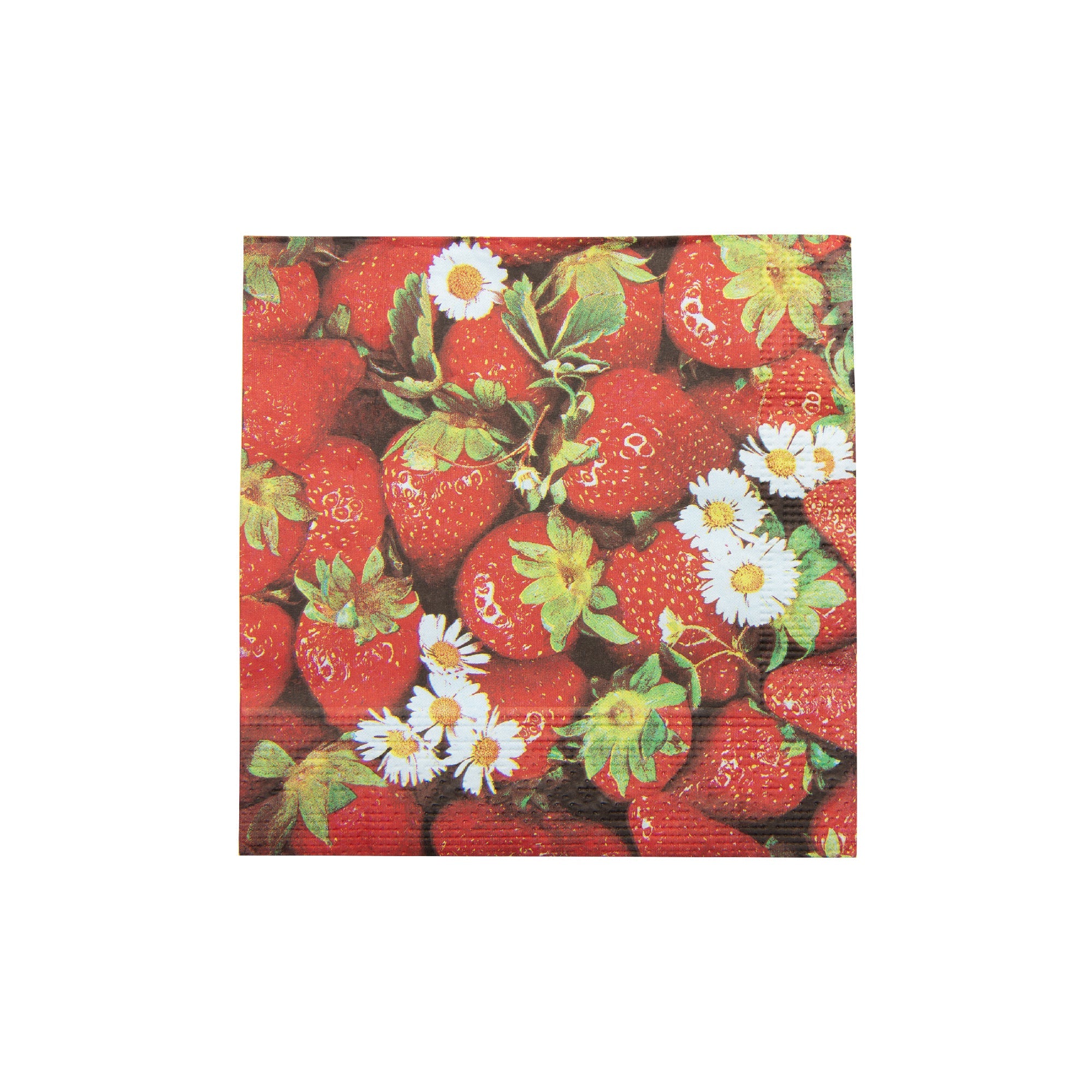 20-Pack 3-Ply Luncheon Napkins Featuring Strawberries & Daisies - Set of 6