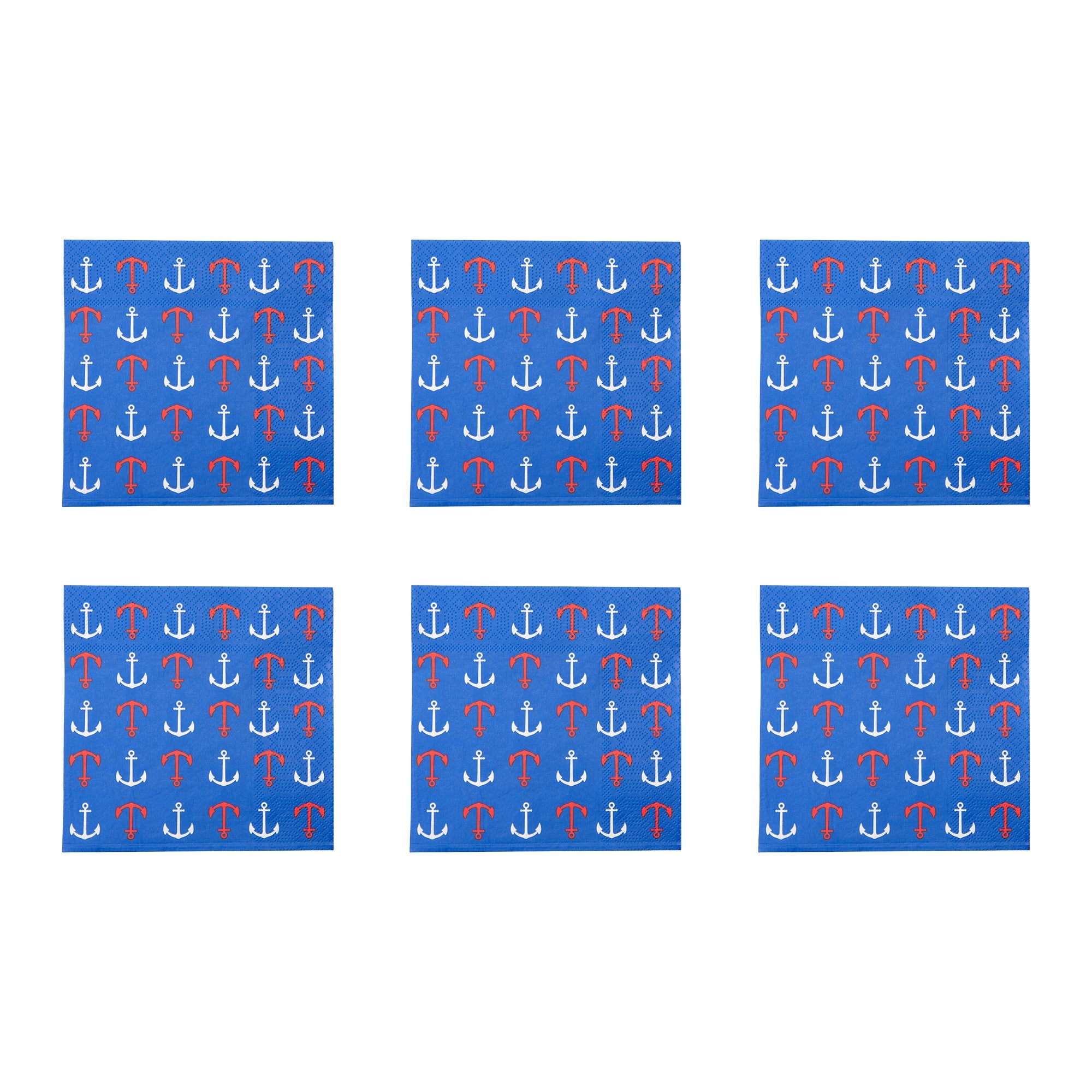 20-Pack 3-Ply Luncheon Napkins with Anchor Design - Set of 6