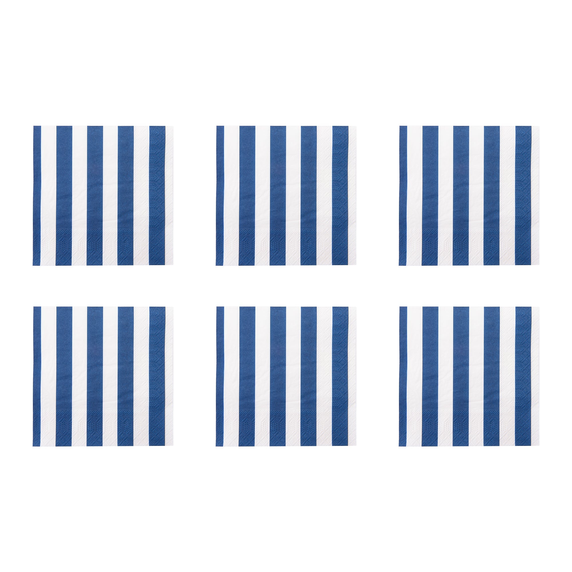 20-Pack 3-Ply Luncheon Napkins with Blue Stripe Pattern - Set of 6
