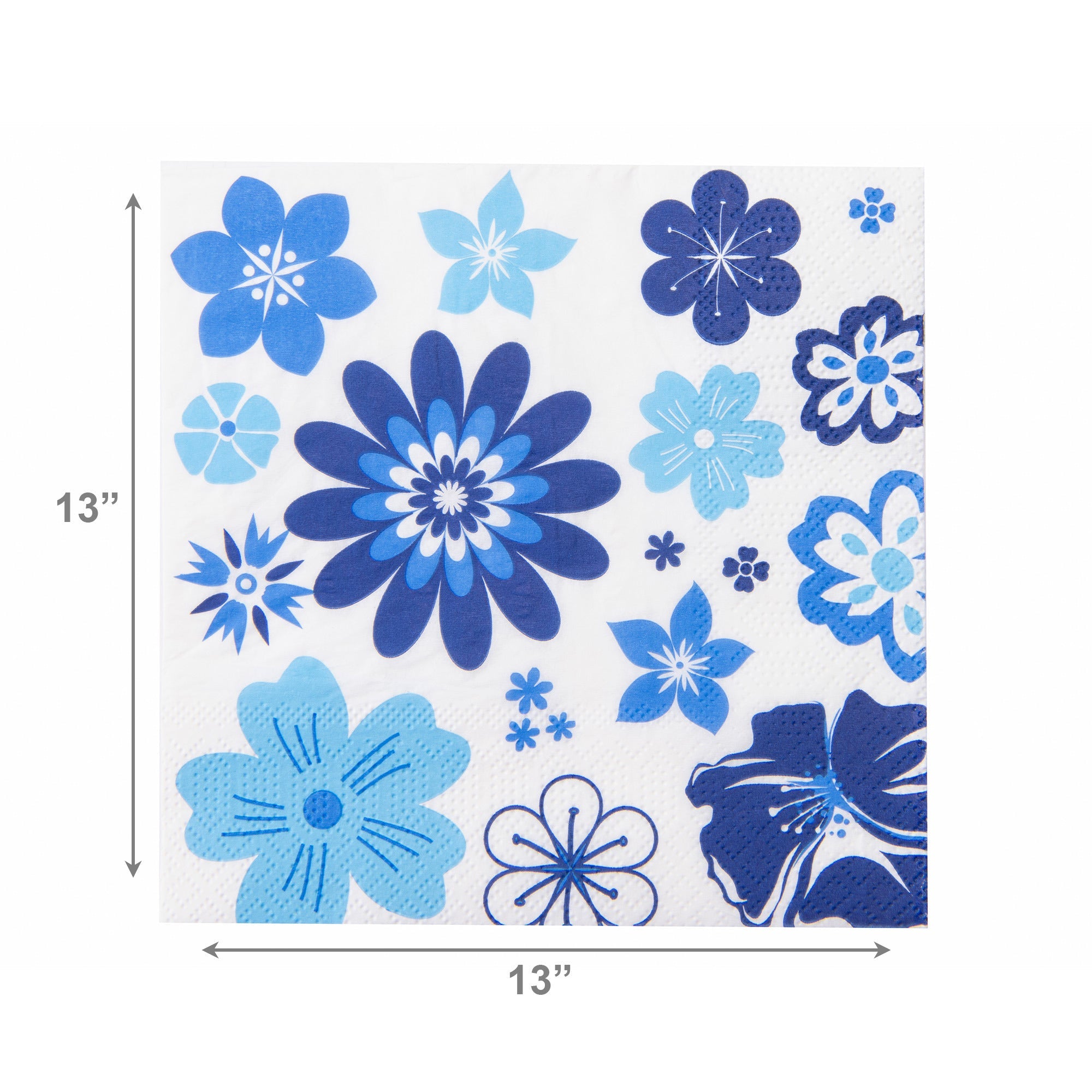 20-Pack 3-Ply Luncheon Napkins Featuring Blue Floral Design - Set of 6
