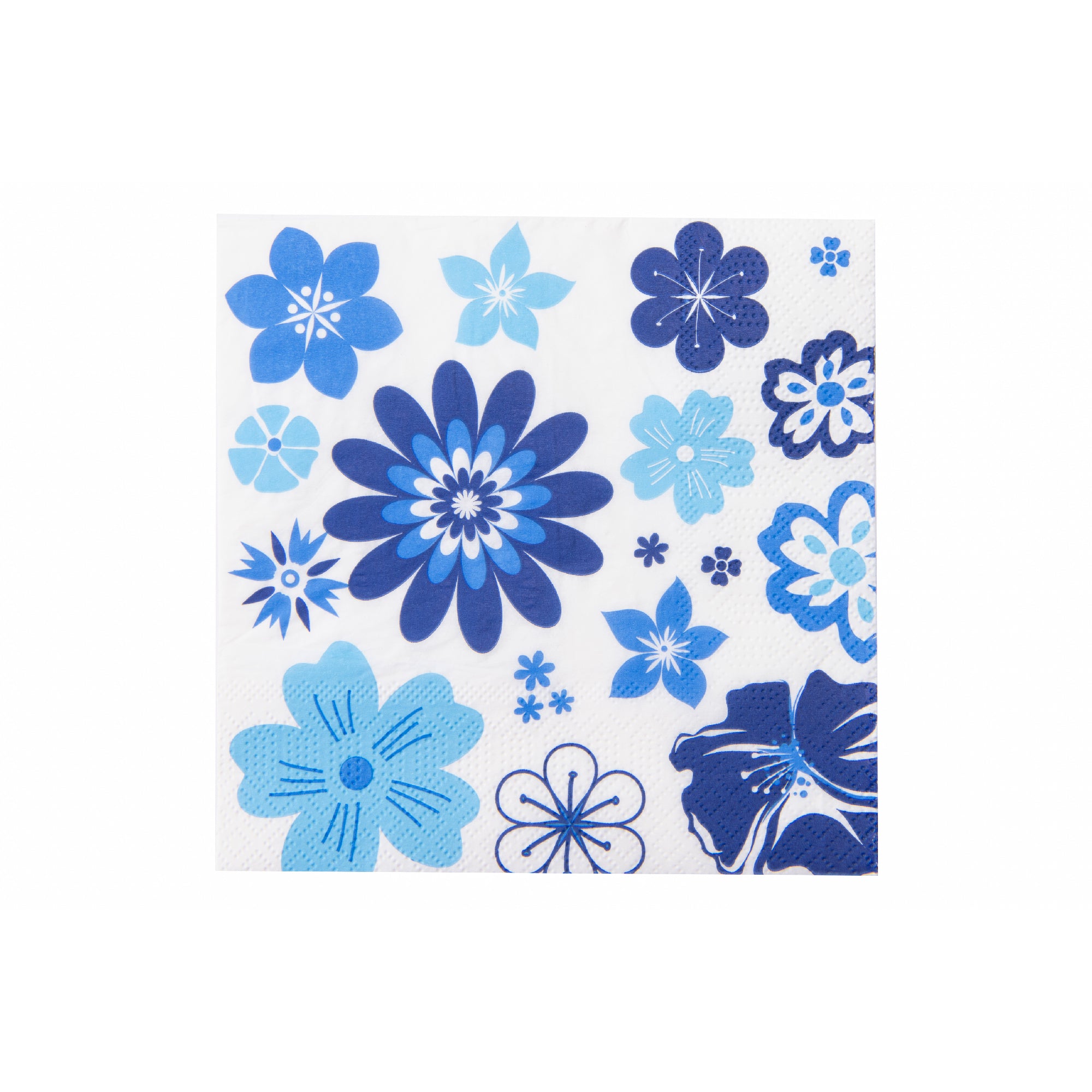 20-Pack 3-Ply Luncheon Napkins Featuring Blue Floral Design - Set of 6