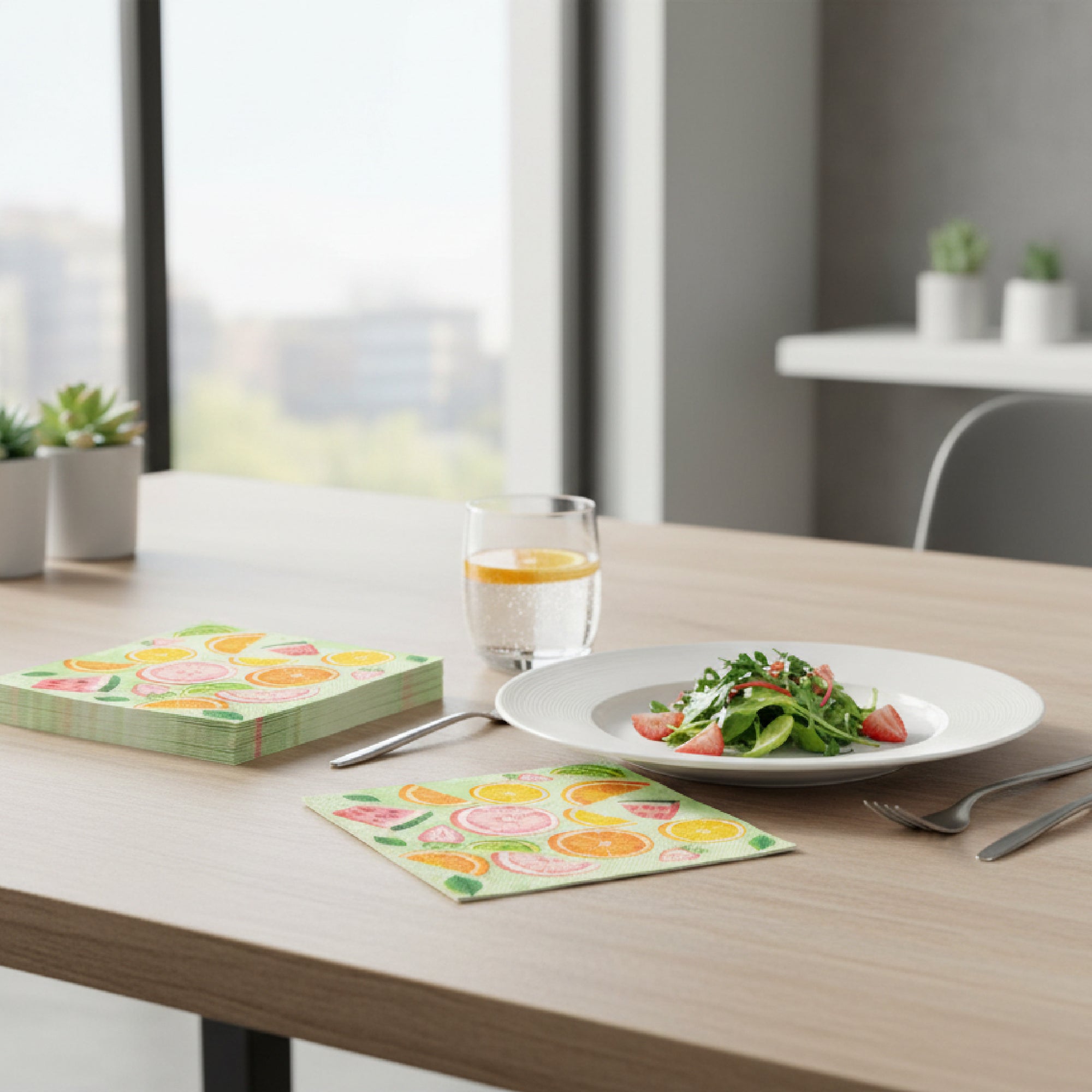 20-Pack 3-Ply Luncheon Napkins Featuring Fruitilicious Design - Set of 6