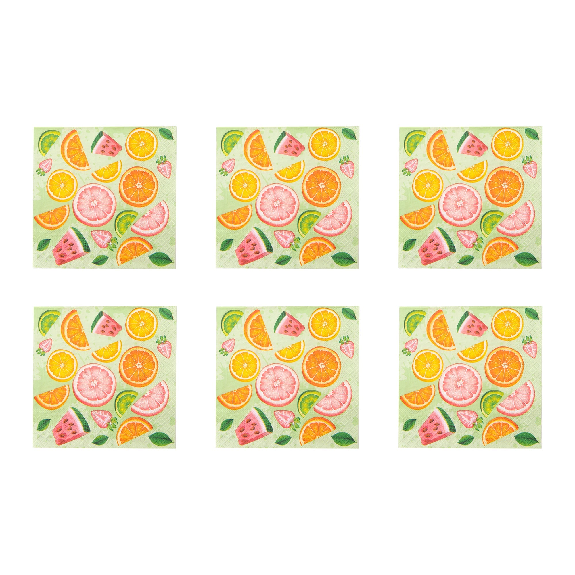 20-Pack 3-Ply Luncheon Napkins Featuring Fruitilicious Design - Set of 6