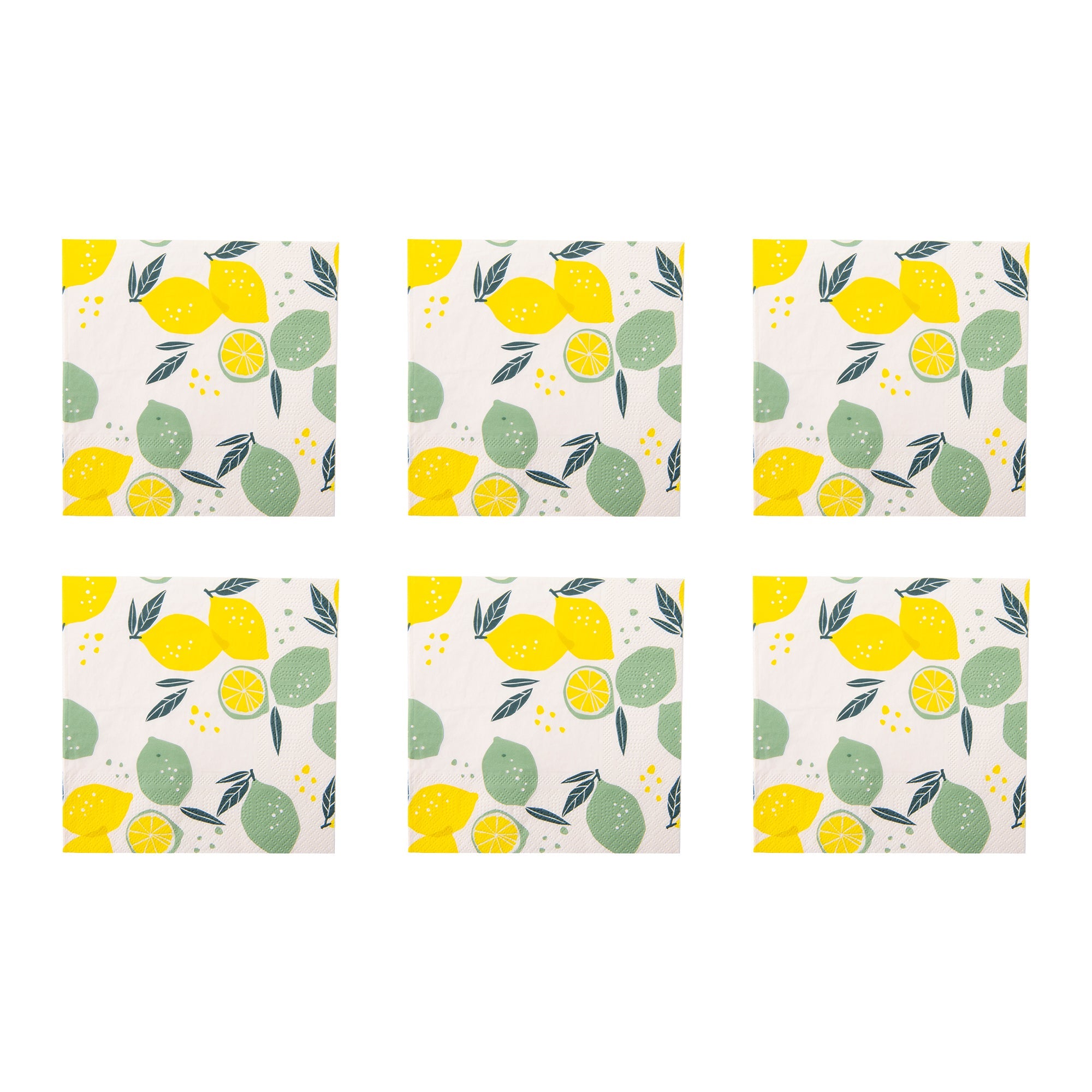 20-Pack 3-Ply Luncheon Napkins with Lemon & Lime Design - Set of 6