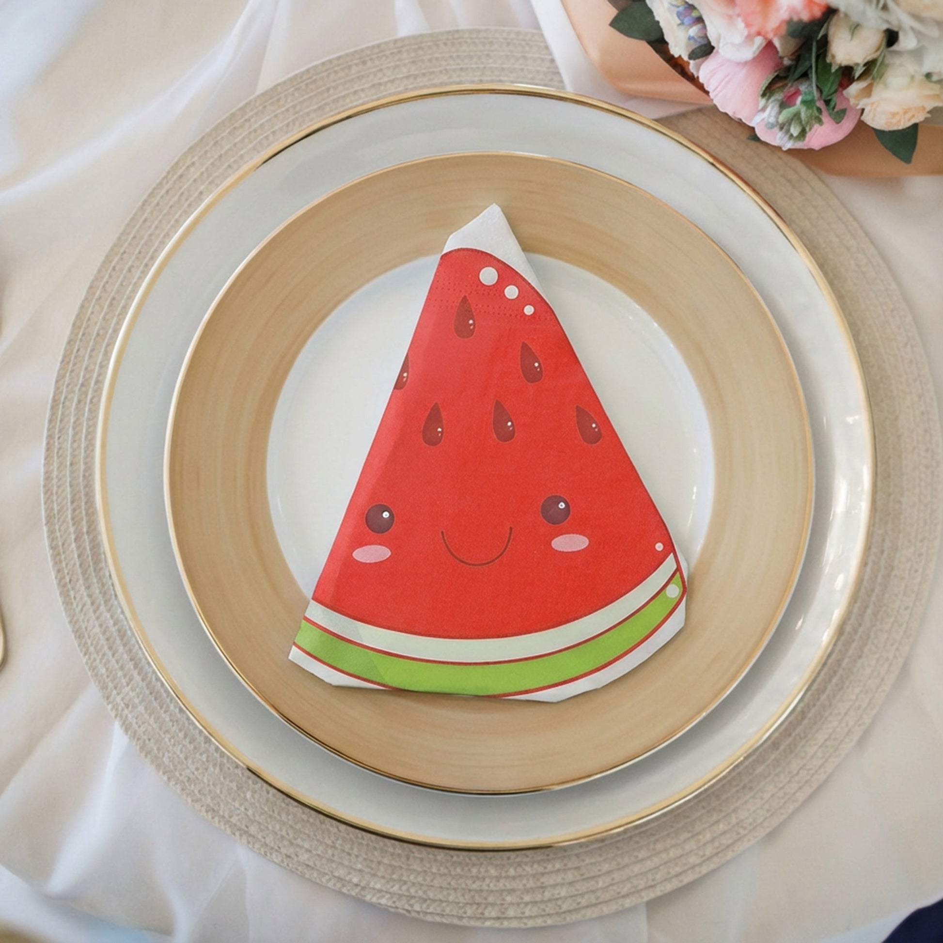 12-Pack 3-Ply Watermelon Shaped Napkins - Set of 6
