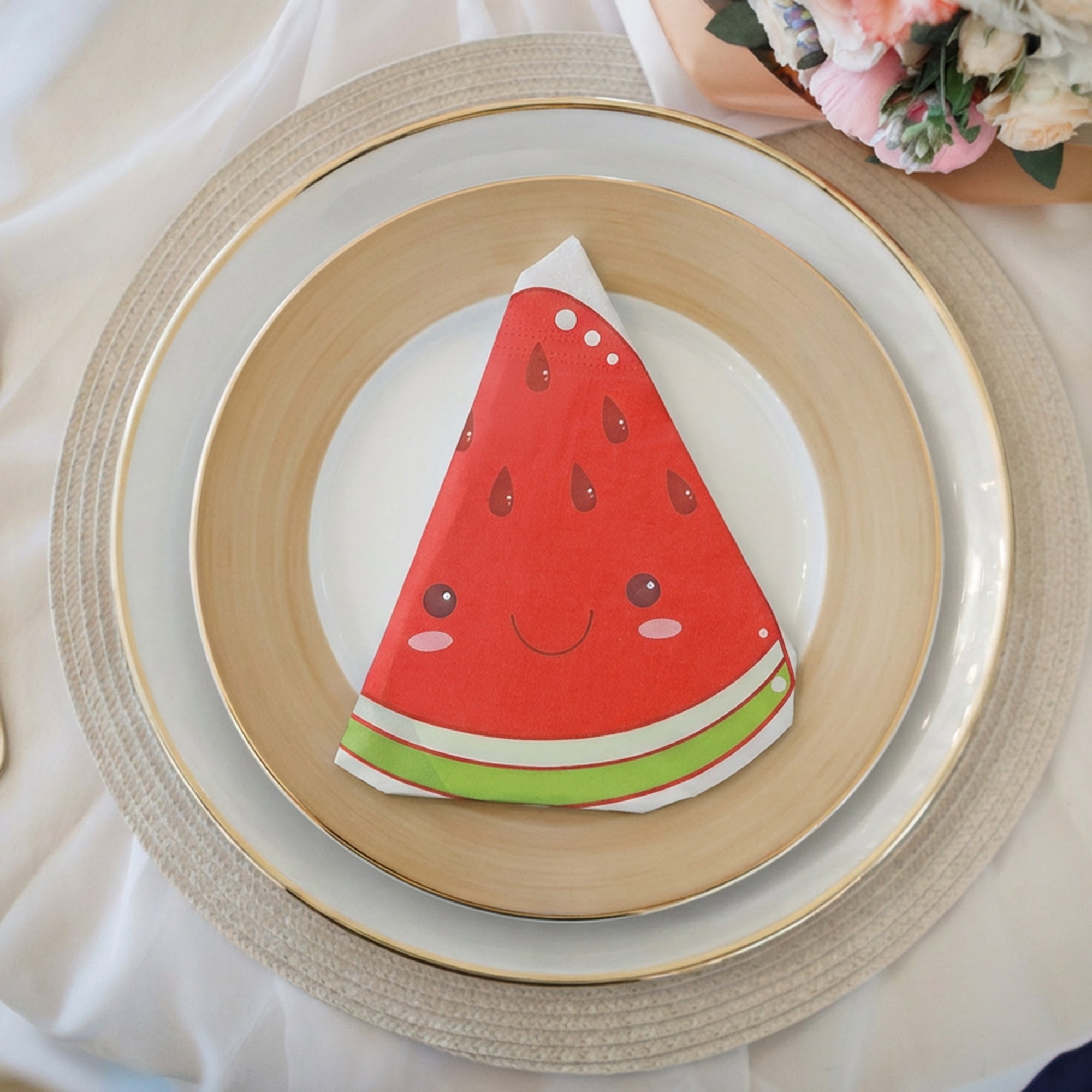 12-Pack 3-Ply Watermelon Shaped Napkins - Set of 6