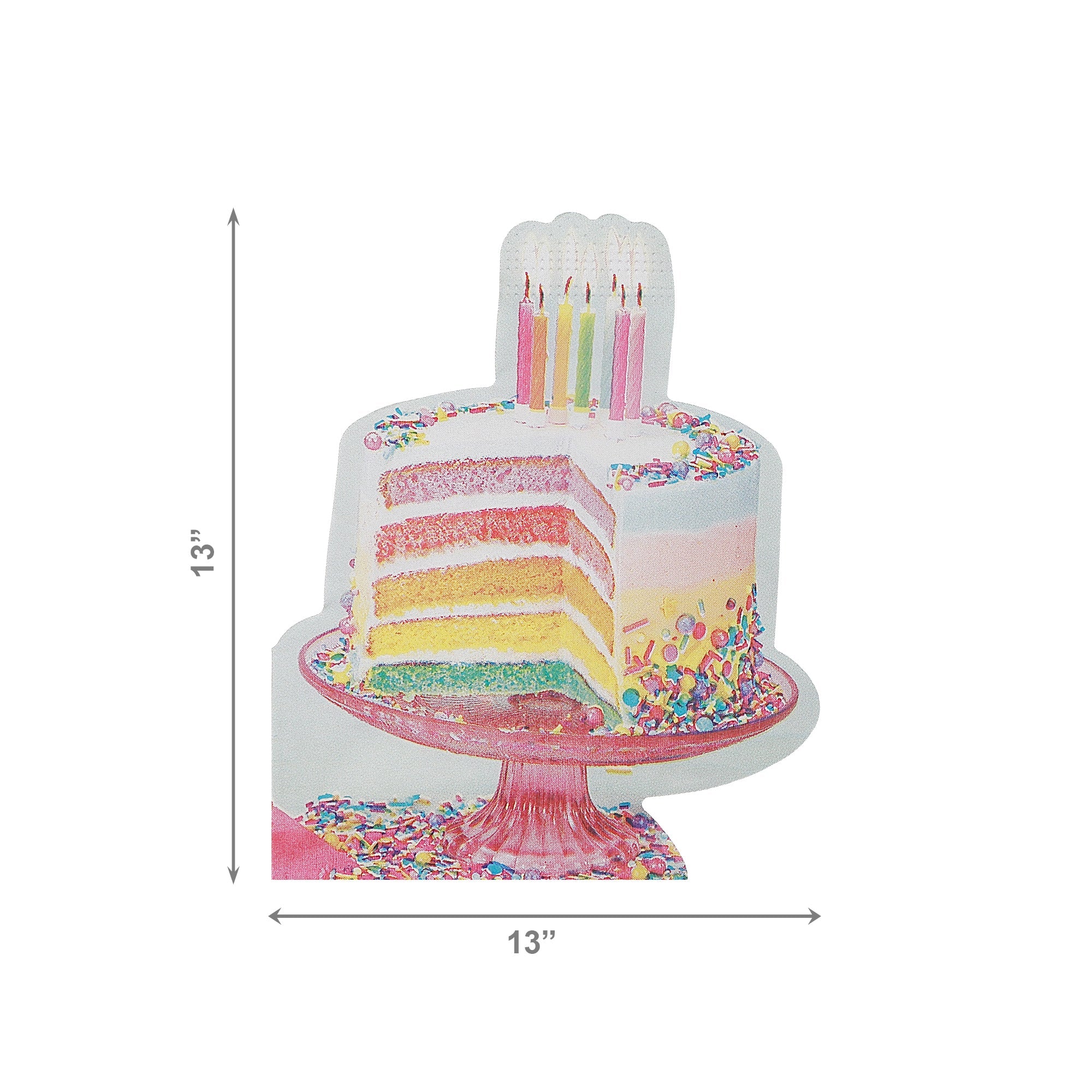 12-Pack 3-Ply Rainbow Birthday Cake Shaped Napkins - Set of 6