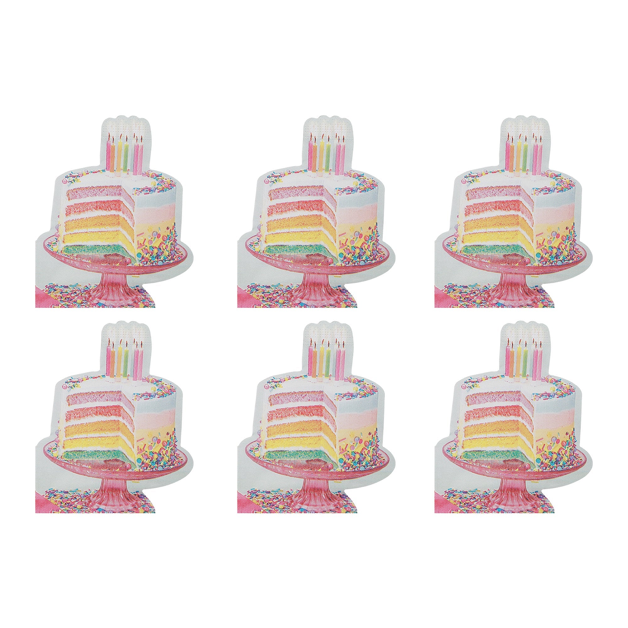 12-Pack 3-Ply Rainbow Birthday Cake Shaped Napkins - Set of 6