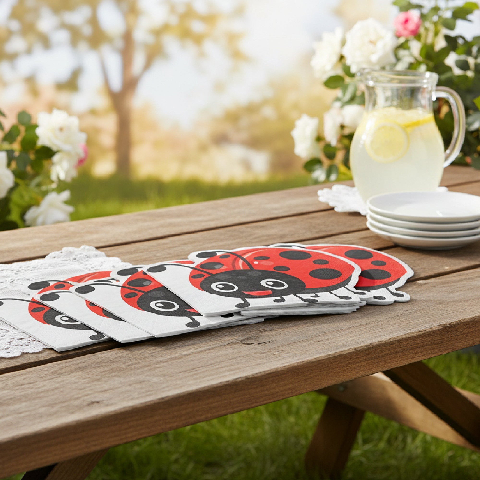 12-Pack 3-Ply Ladybug Shaped Napkins - Set of 6
