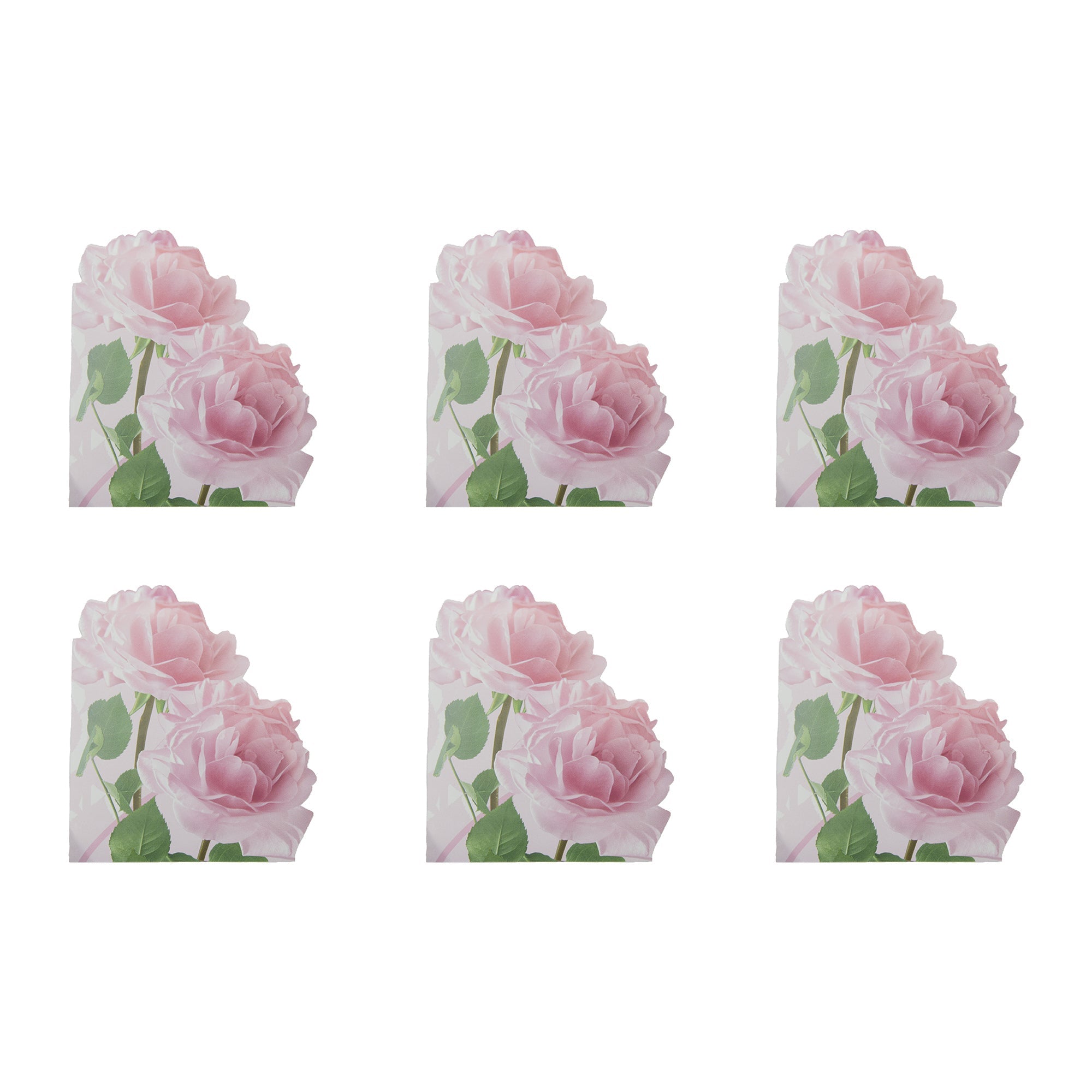 12-Pack 3-Ply Pink Rose Shaped Napkins - Set of 6
