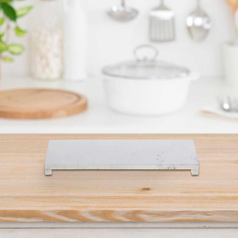 Marble Rectangular Footed Tray Medium