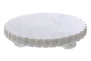 Marble Scallop Footed Round Dish – Kitchen Serving Bowl, Decorative Dish