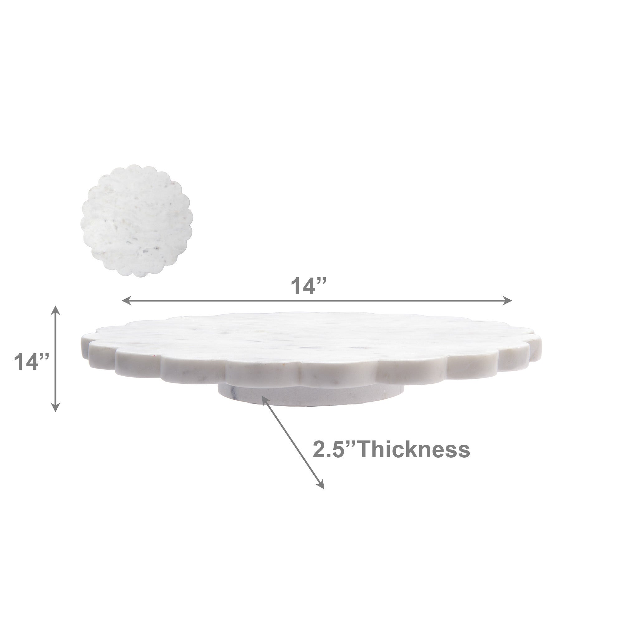 12-Inch Marble Scallop-Edge Lazy Susan Tray