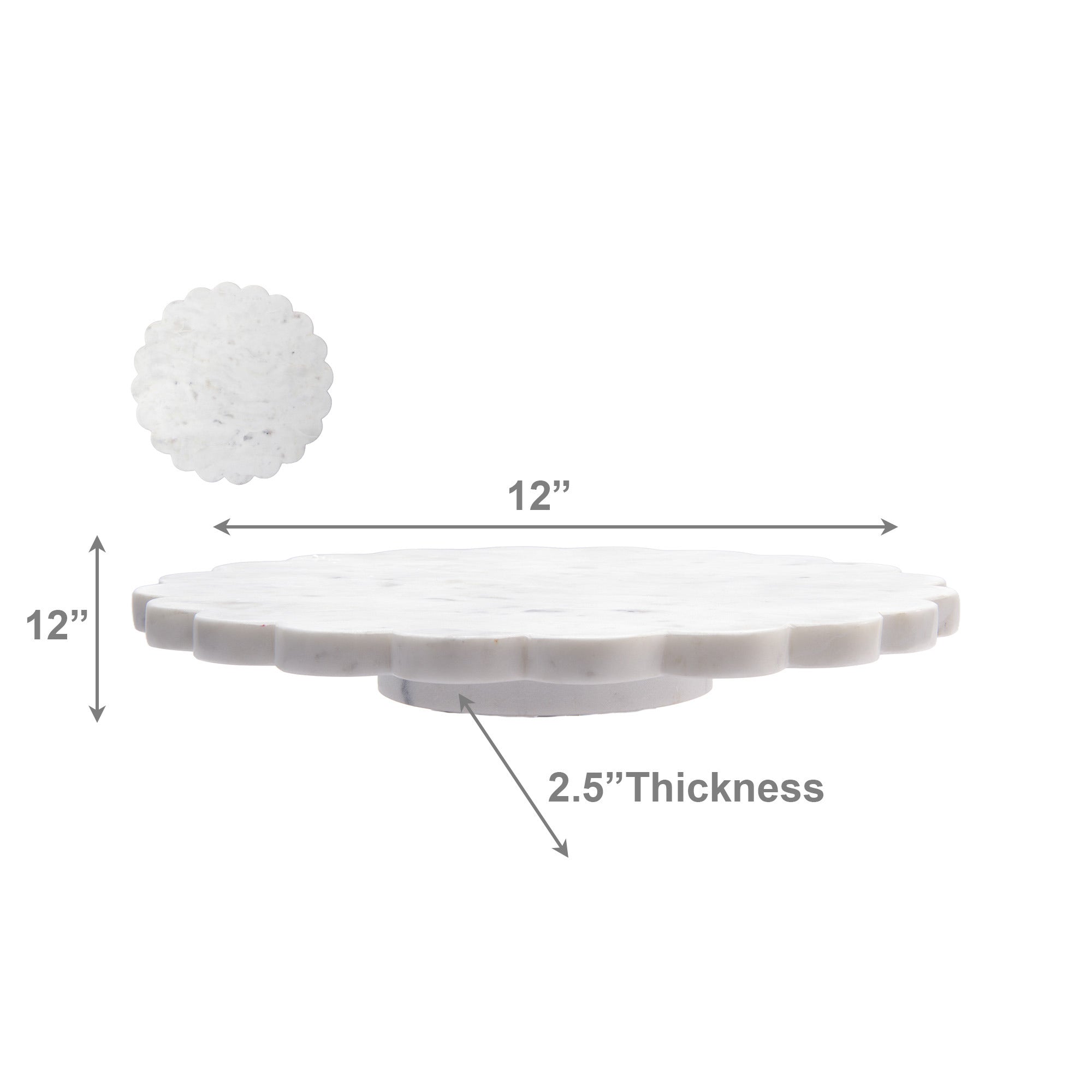 14-Inch Marble Scallop-Edge Lazy Susan Tray