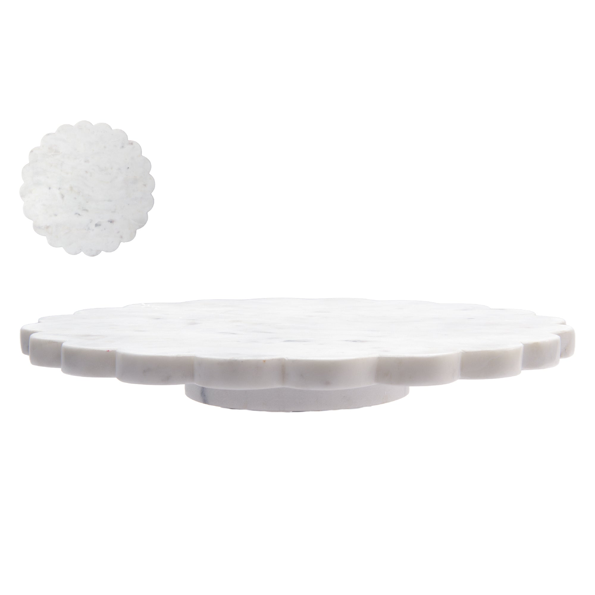 14-Inch Marble Scallop-Edge Lazy Susan Tray