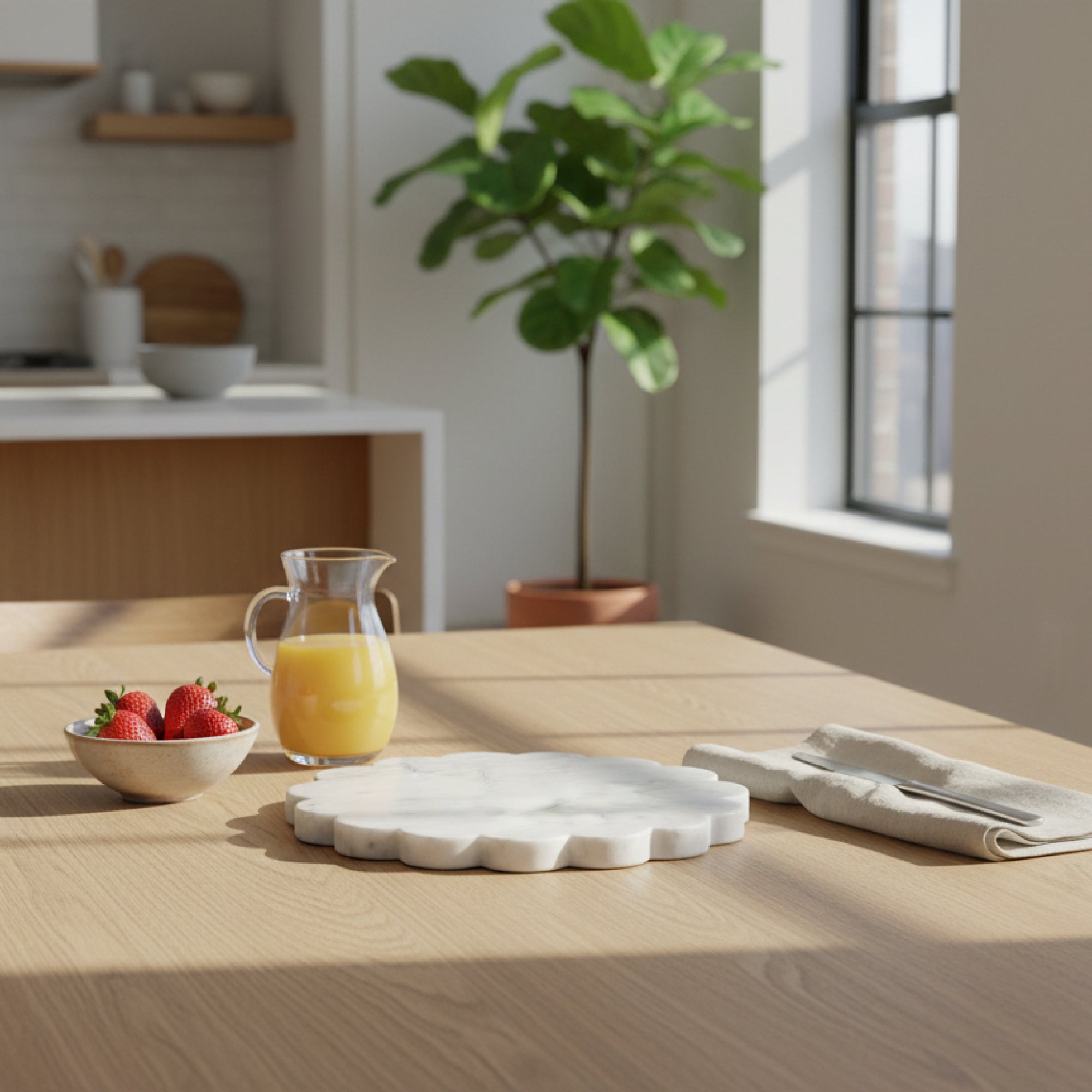 8-Inch Marble Scallop-Edge Serving Board