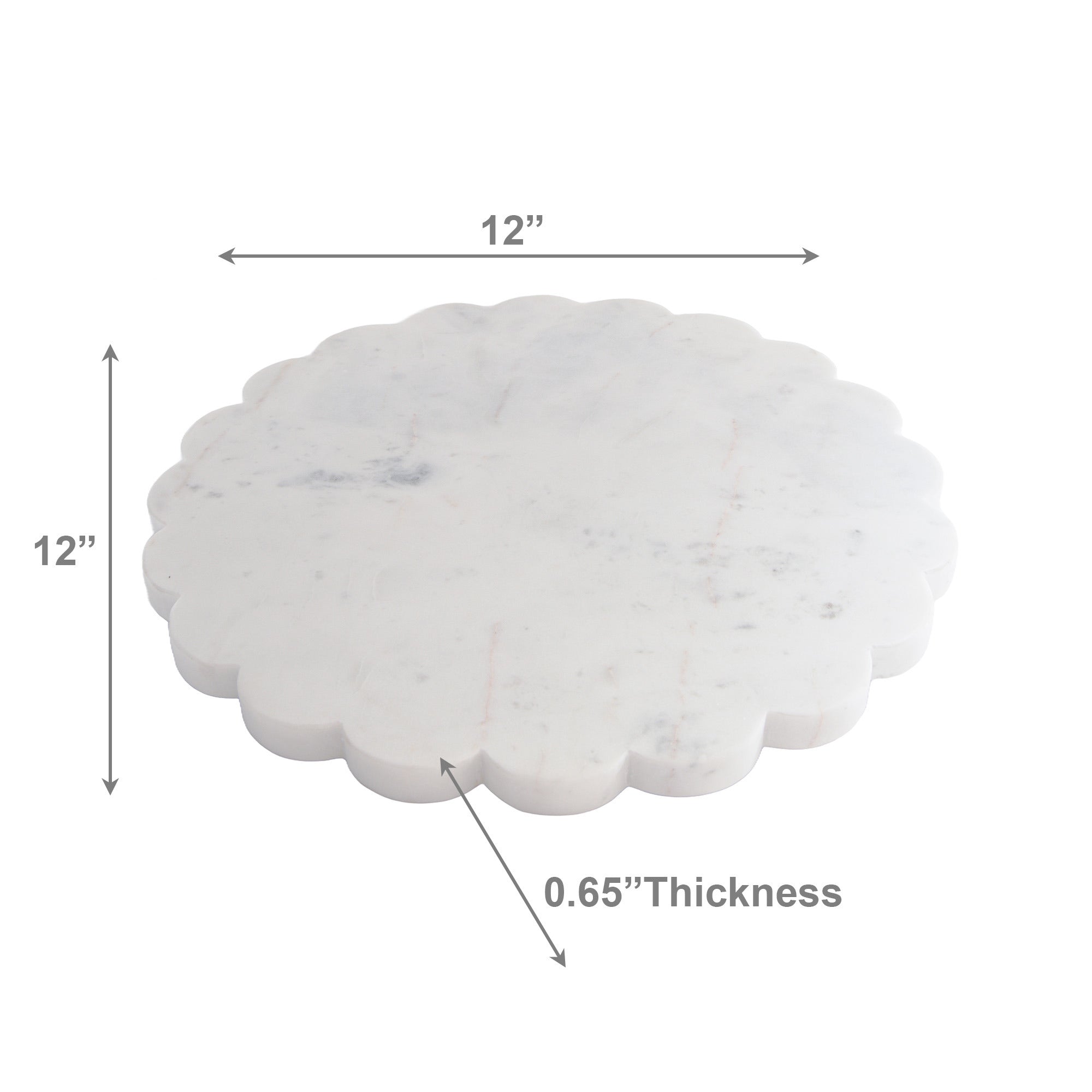 12-Inch Marble Scallop-Edge Serving Board