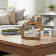Mango Wood Decor with Enamel-Coated Bird and “Home” Sign