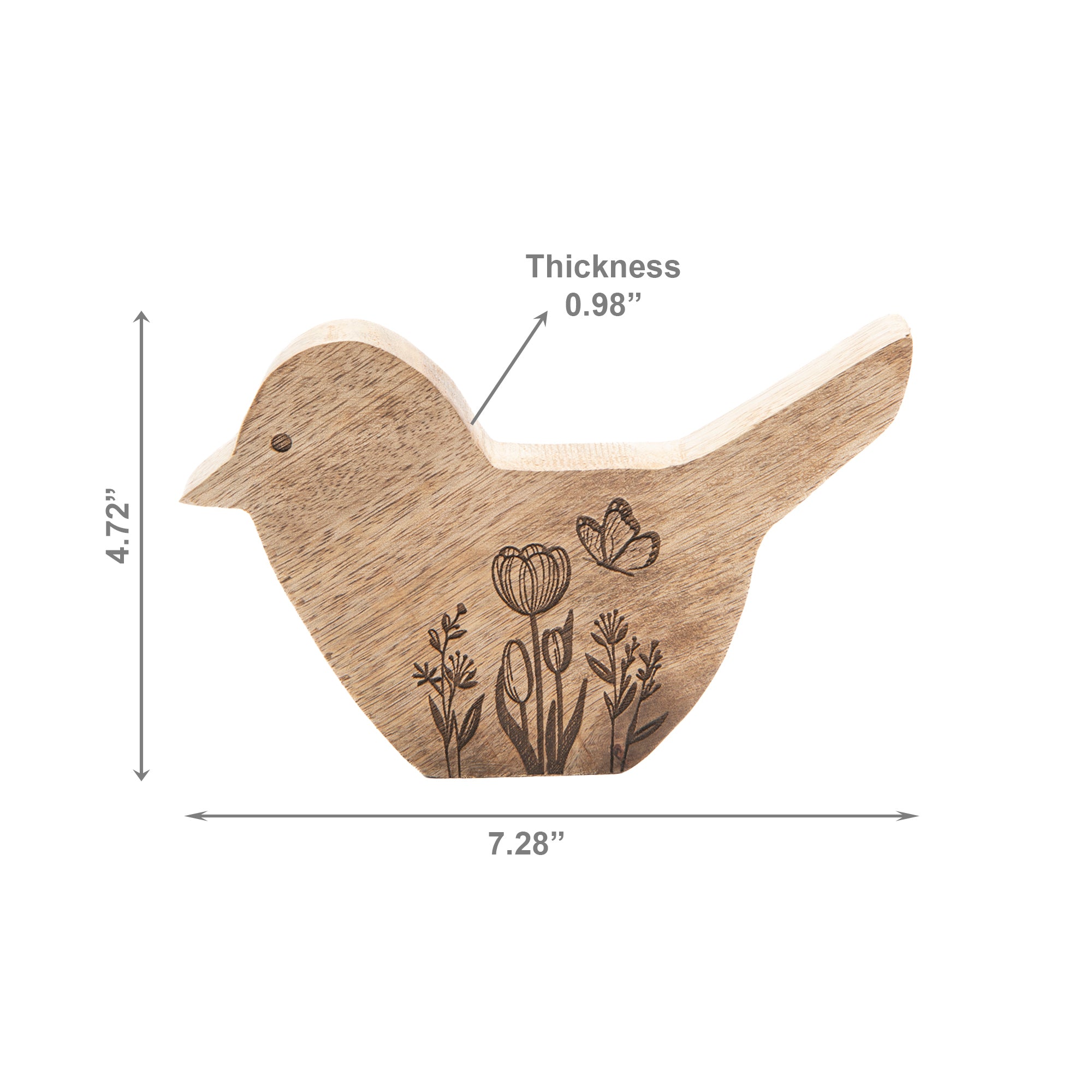 Large Handcrafted Mango Wood Bird Figurine for Home Décor - Set of 2