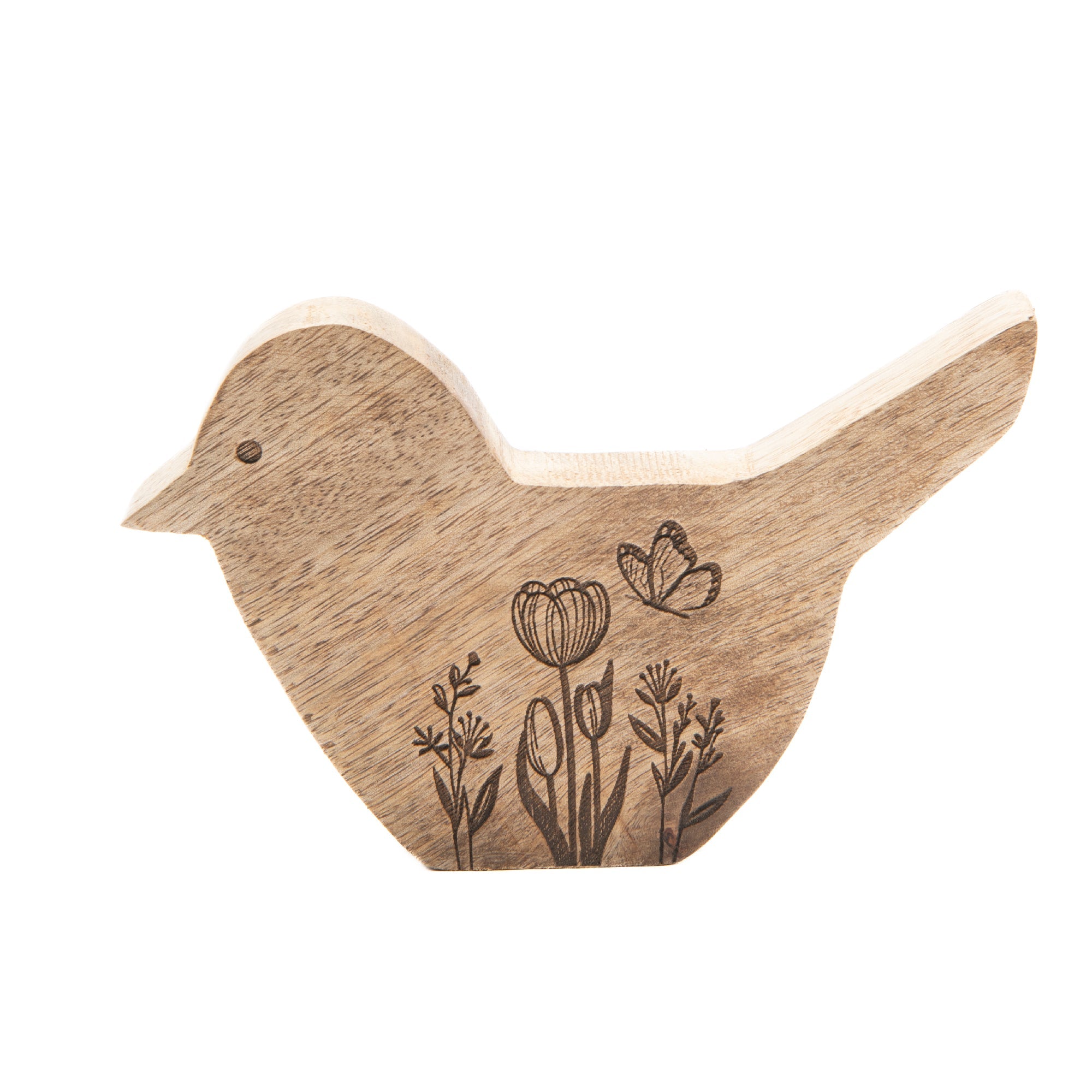 Large Handcrafted Mango Wood Bird Figurine for Home Décor - Set of 2