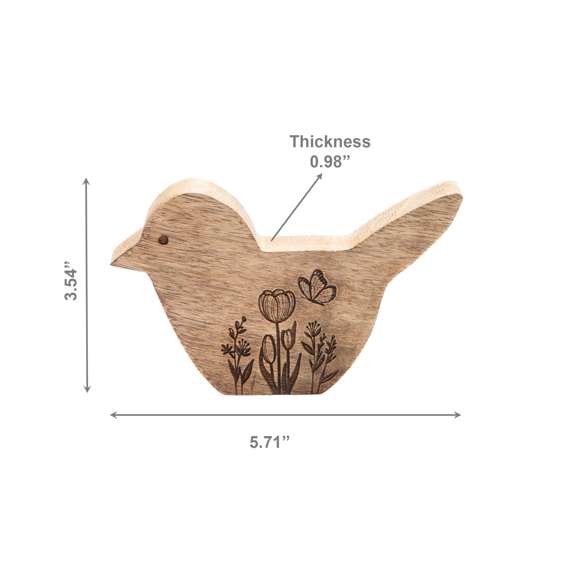 Small Handcrafted Mango Wood Bird Figurine for Tabletop Décor - Set of 2