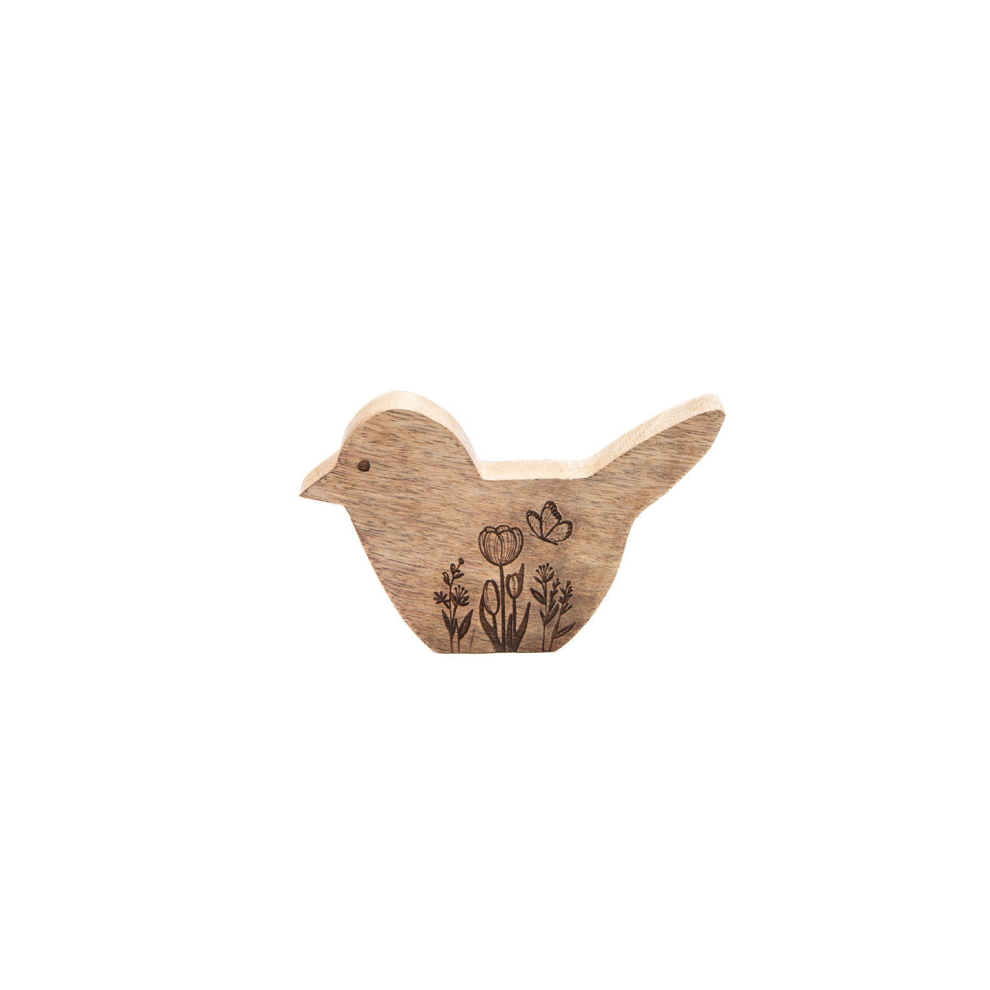 Small Handcrafted Mango Wood Bird Figurine for Tabletop Décor - Set of 2