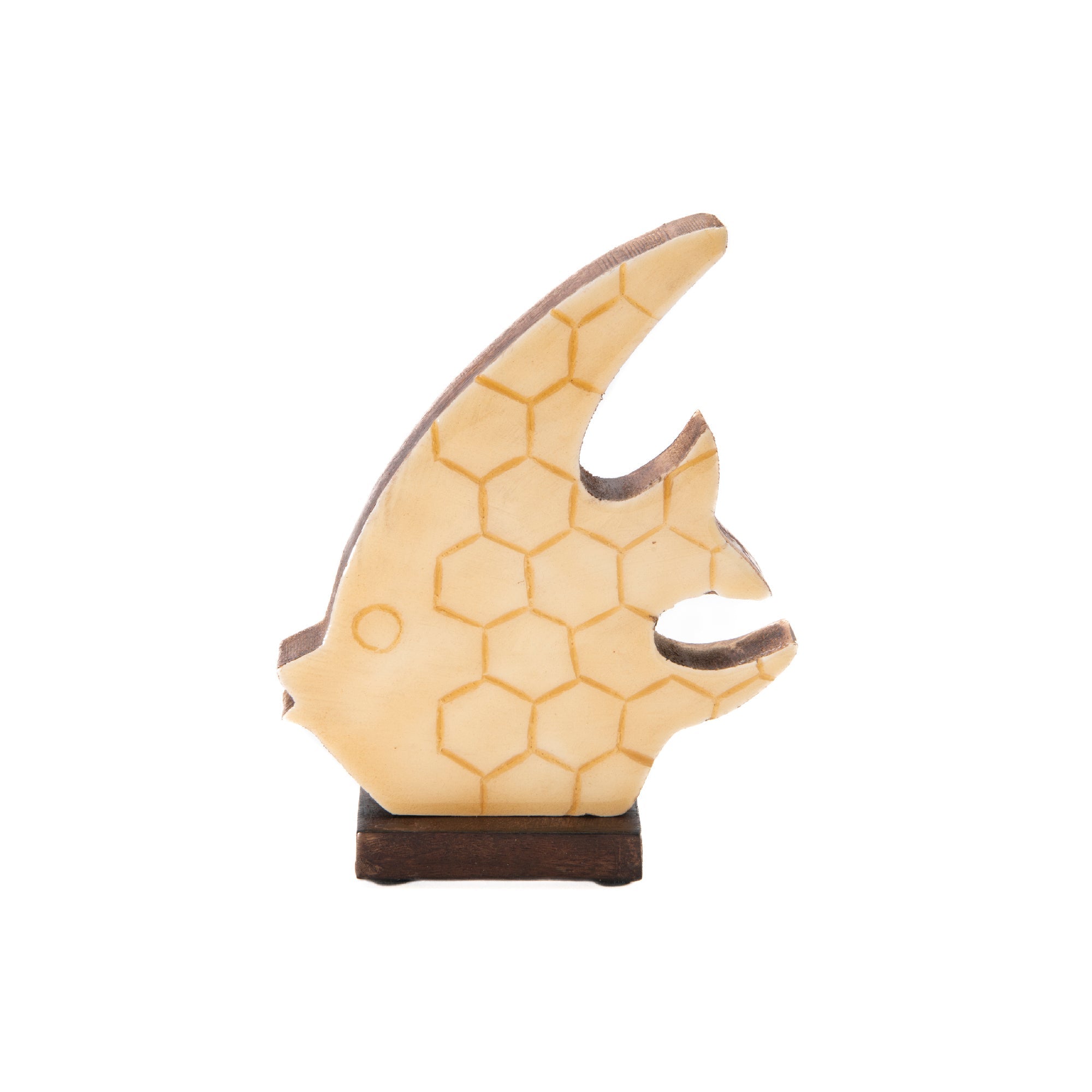 White Enamel-Coated Mango Wood Angel Fish Decorative Accent - Set of 2