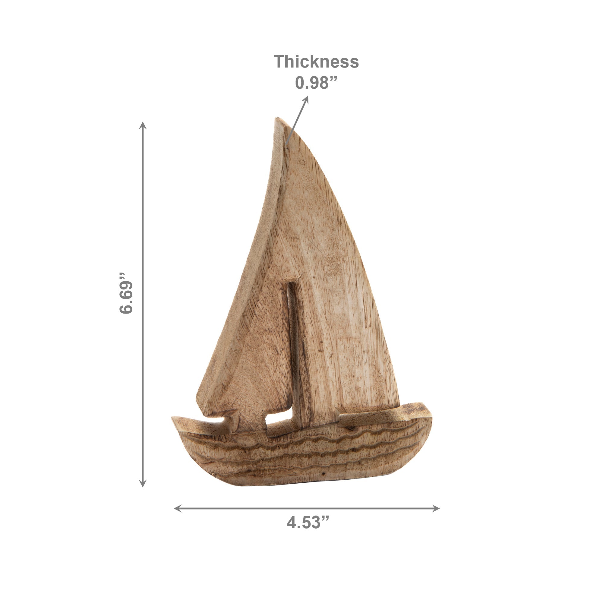 Handcrafted Mango Wood Sailboat Figurine for Nautical Décor - Set of 2